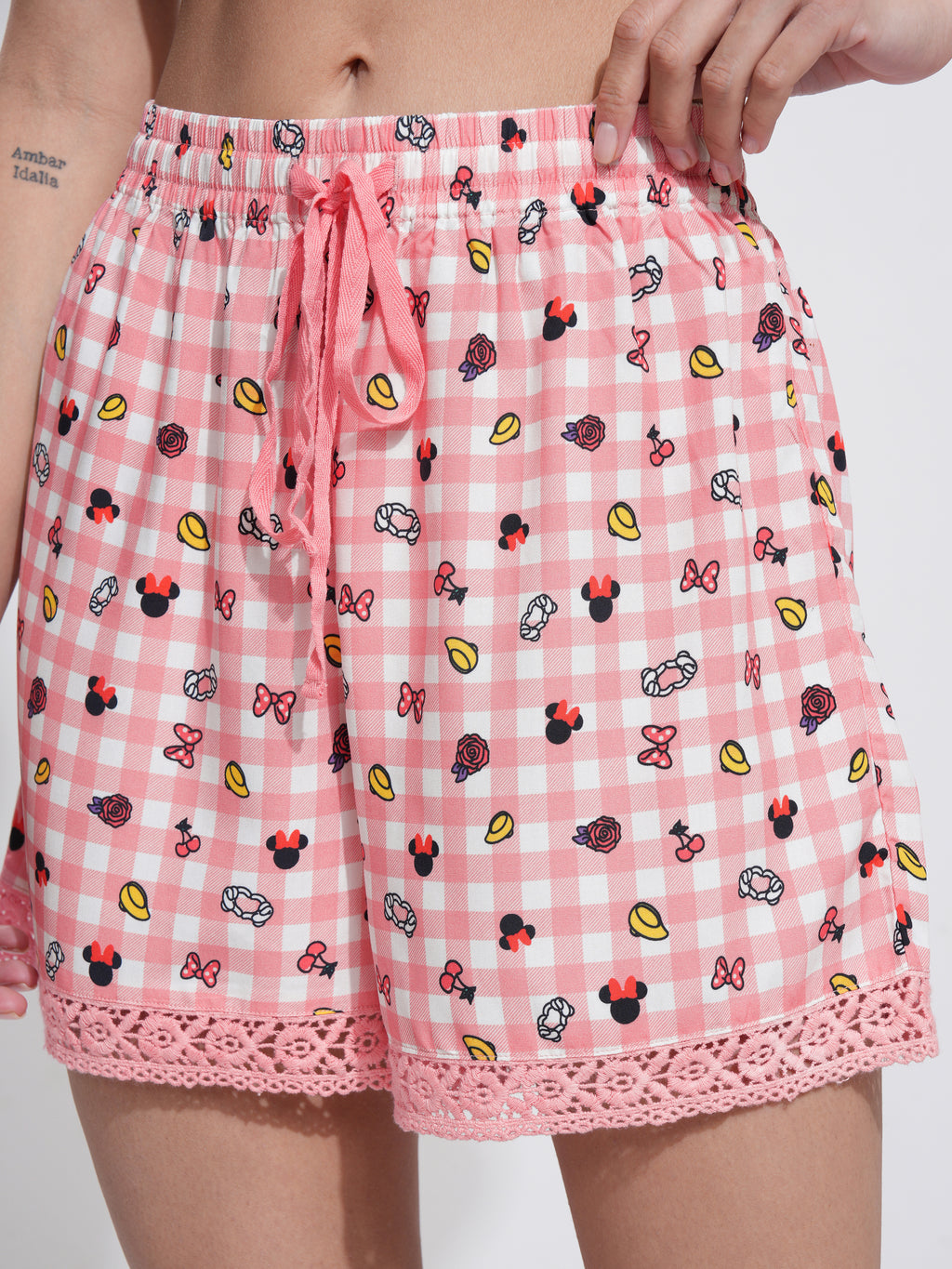 Disney By Tokyo Talkies Women Pink Mickey Mouse Top With Short - Pink - Image 7