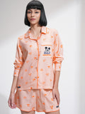 Disney By Tokyo Talkies Women Peach Mickey Mouse Shirt With Short - Peach - Image 1