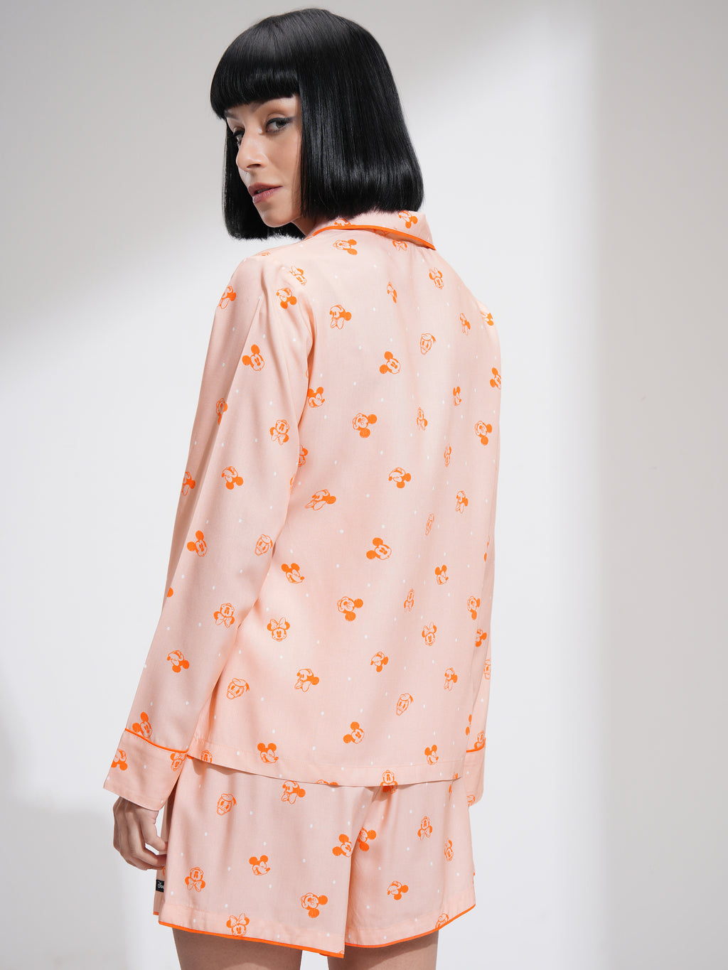 Disney By Tokyo Talkies Women Peach Mickey Mouse Shirt With Short - Peach - Image 3