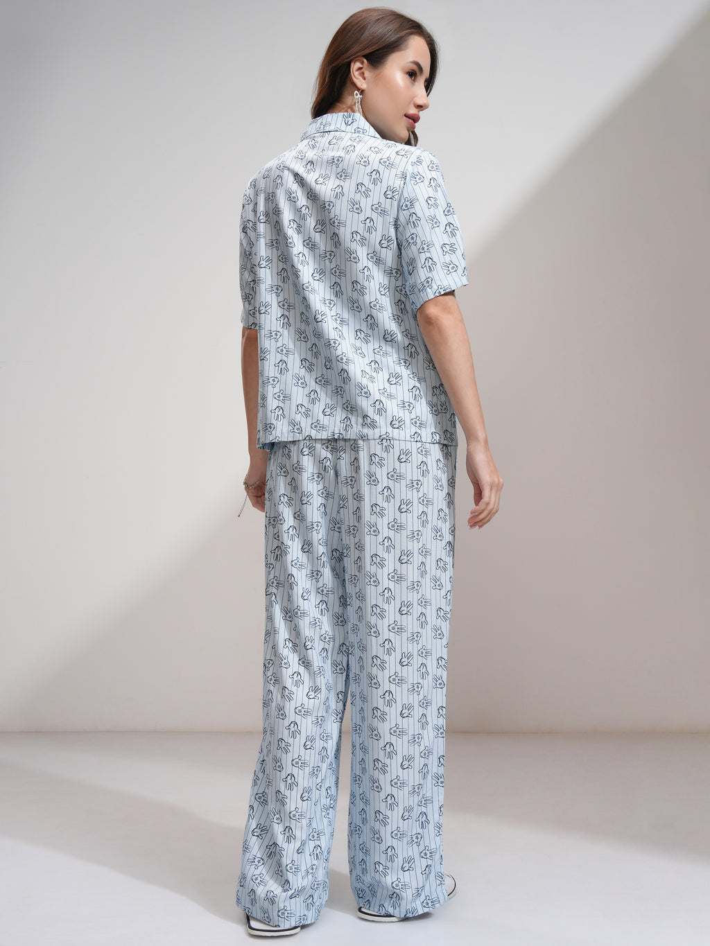 Disney By Tokyo Talkies Women Blue Mickey Mouse Shirt With Palazzos - Blue - Image 3