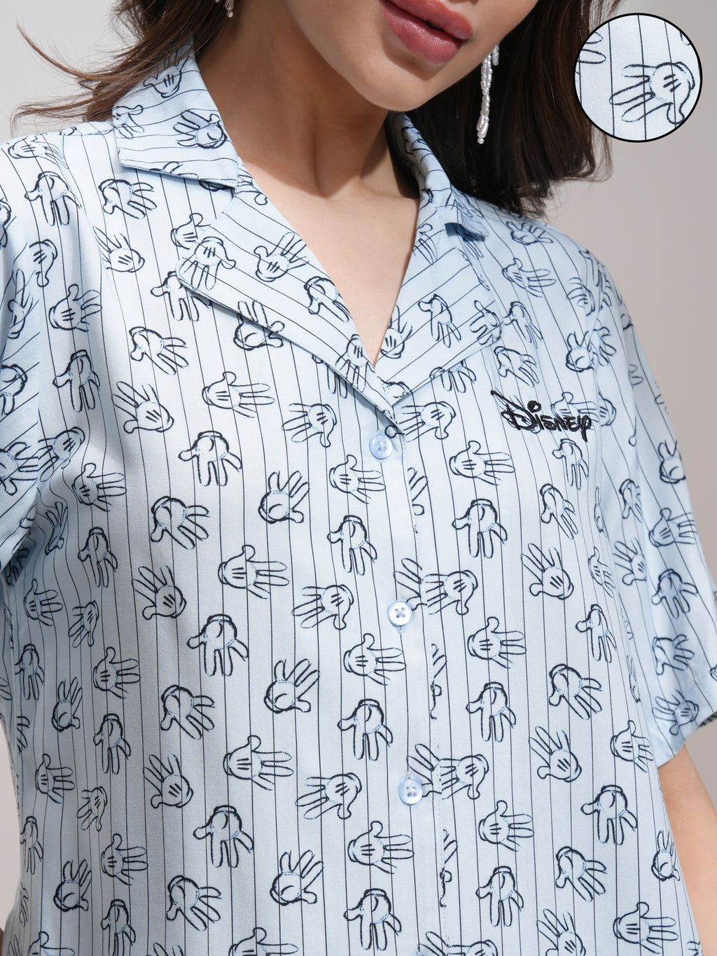 Disney By Tokyo Talkies Women Blue Mickey Mouse Shirt With Palazzos - Blue - Image 5