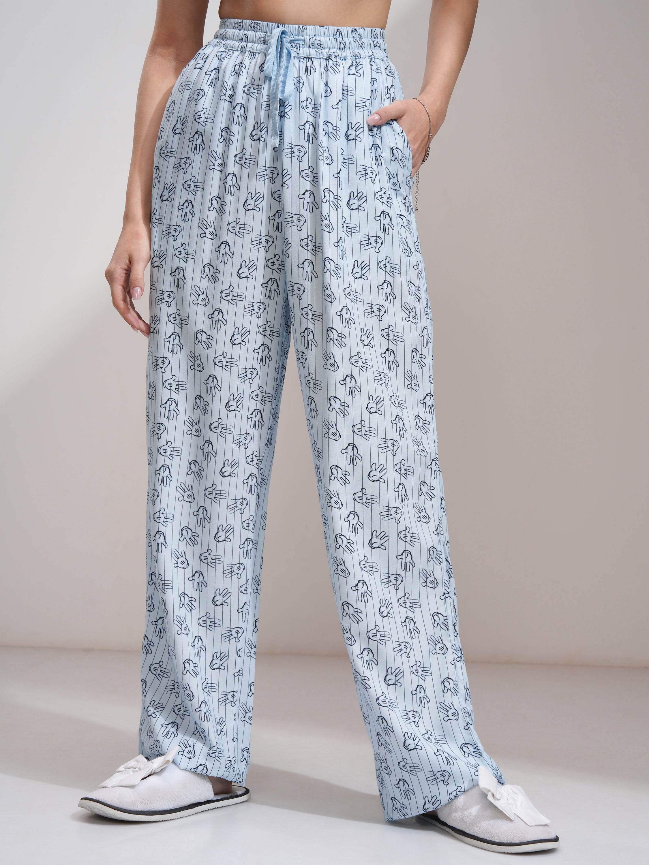 Disney By Tokyo Talkies Women Blue Mickey Mouse Shirt With Palazzos - Blue - Image 7