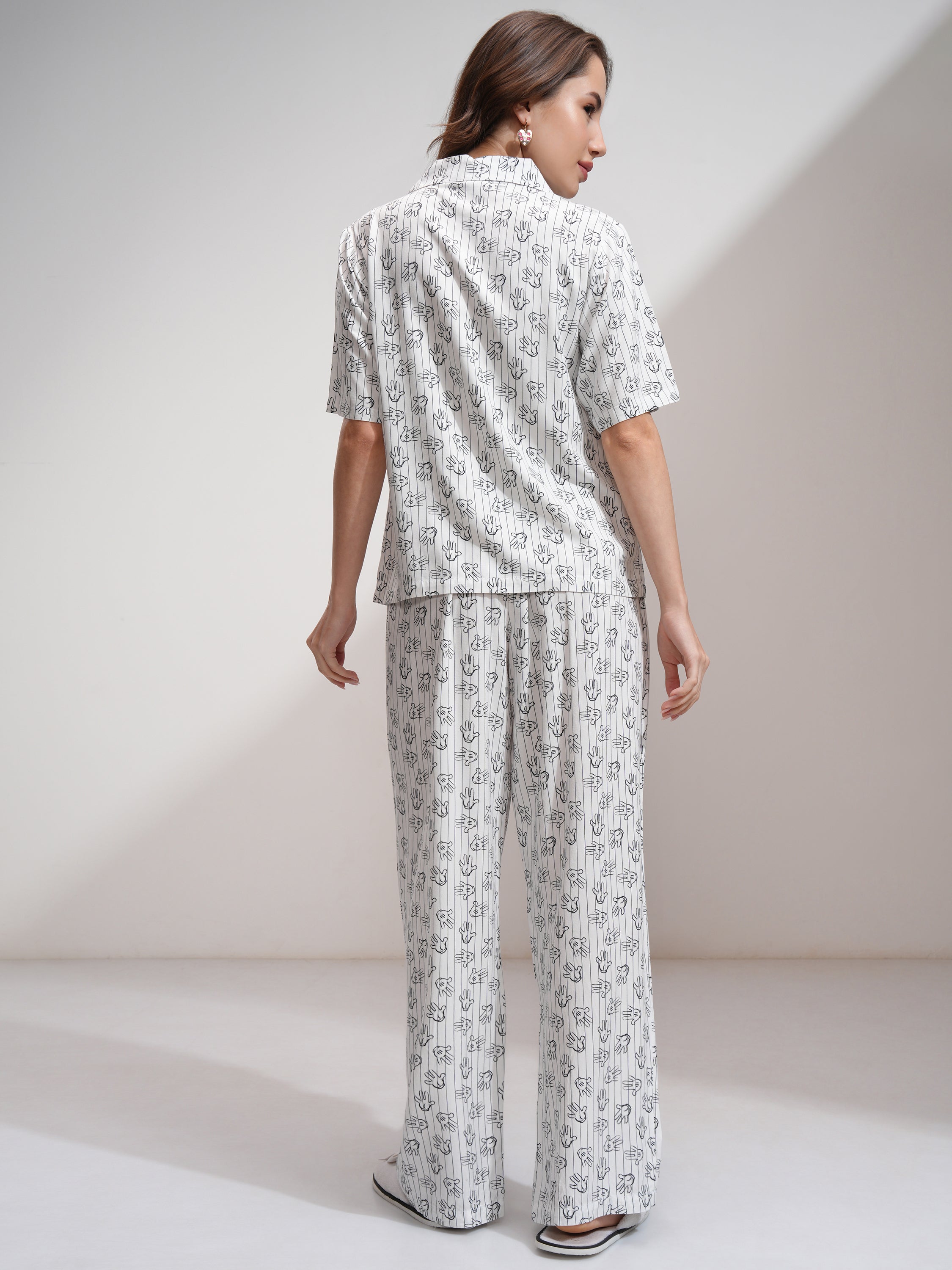Disney By Tokyo Talkies Women White Mickey Mouse Shirt With Palazzos - White - Image 3