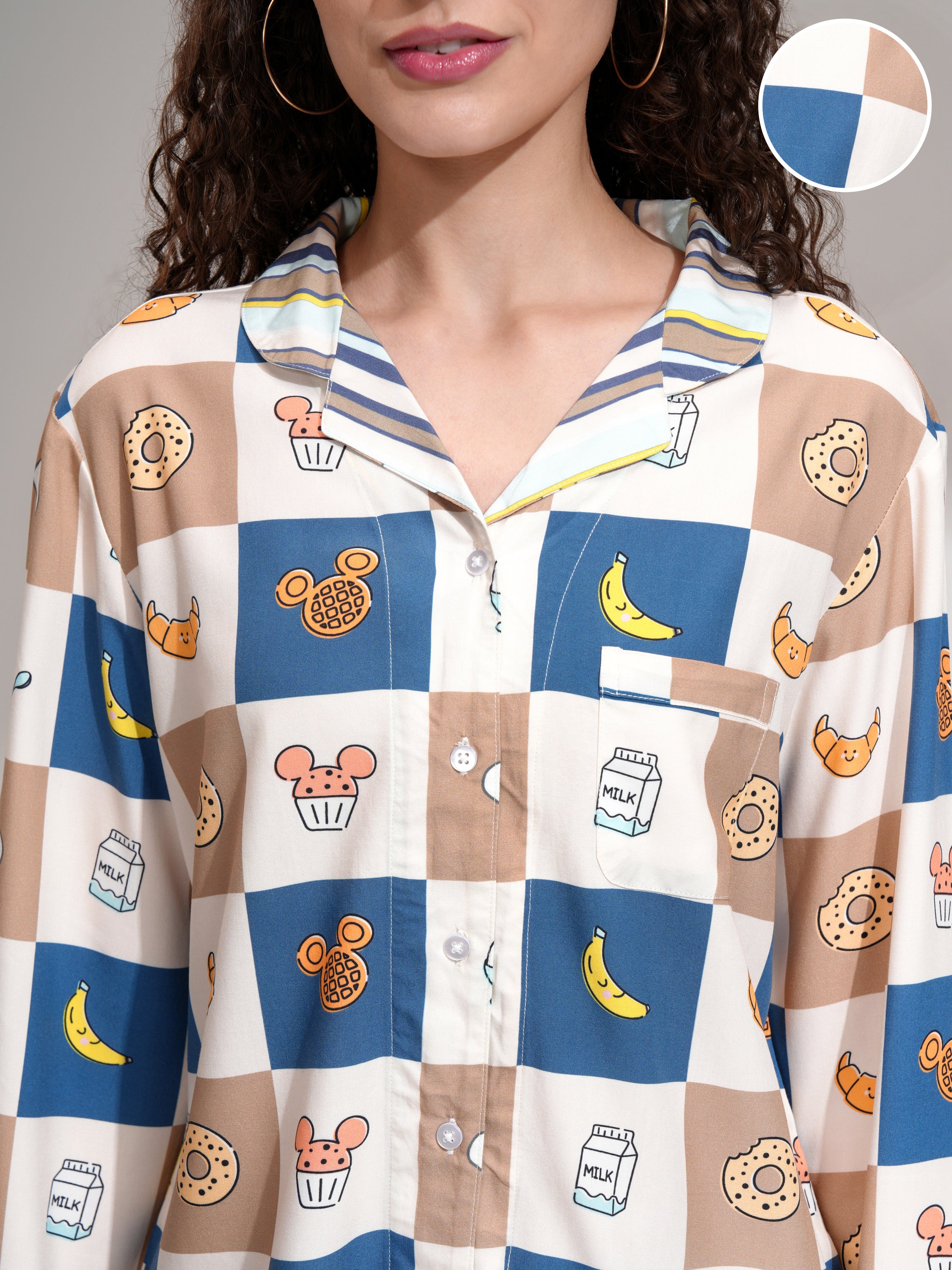 Disney By Tokyo Talkies Women Beige Mickey Mouse Shirt With Trouser - Beige - Image 5