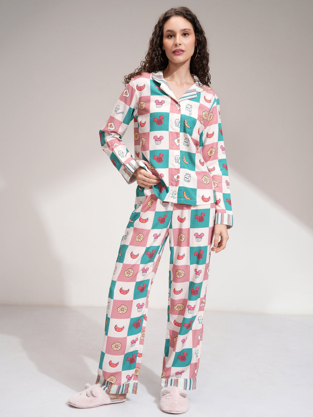 Disney By Tokyo Talkies Women Pink Mickey Mouse Shirt With Trouser - Pink - Image 2
