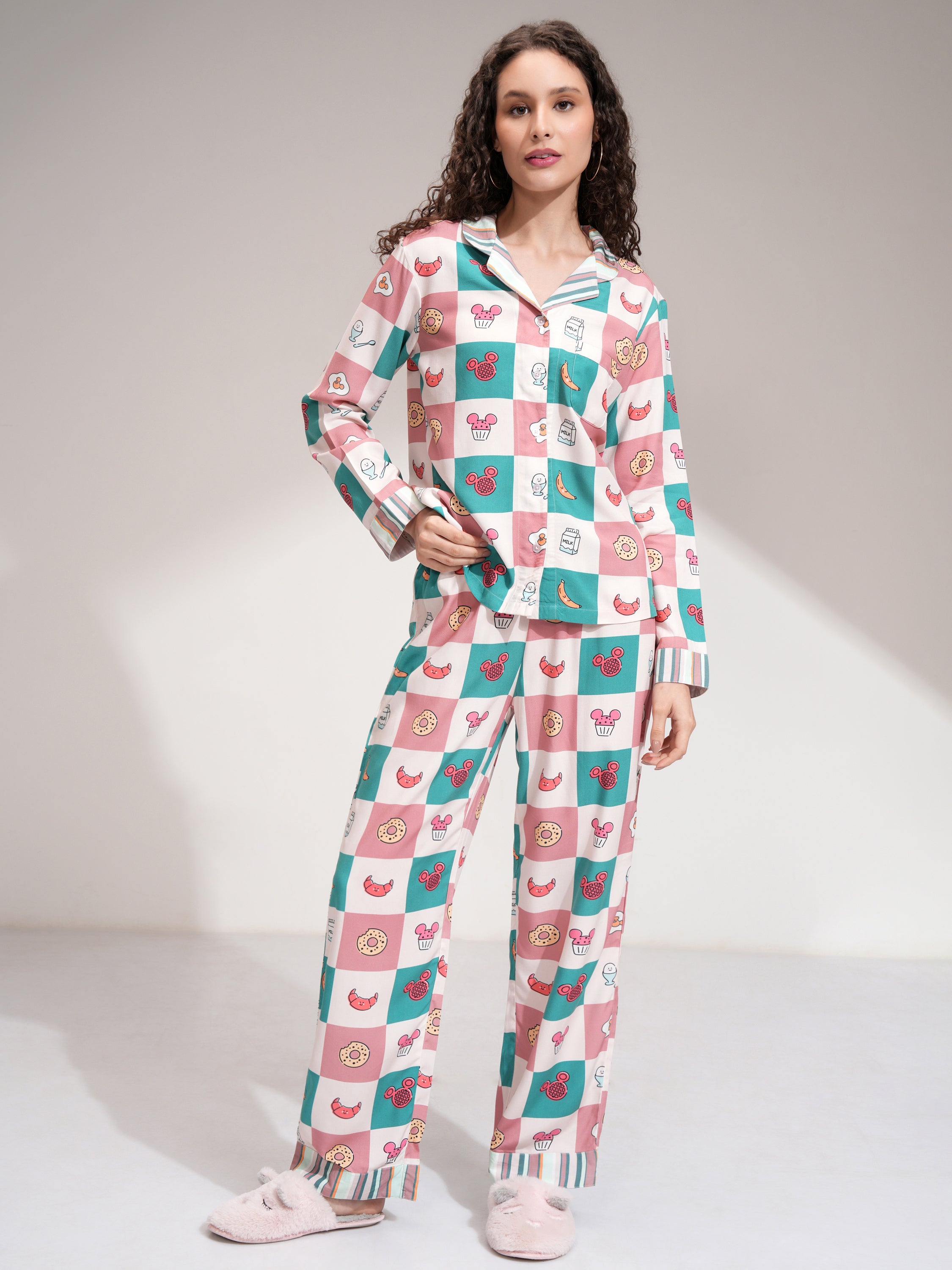 Disney By Tokyo Talkies Women Pink Mickey Mouse Shirt With Trouser - Pink - Image 2