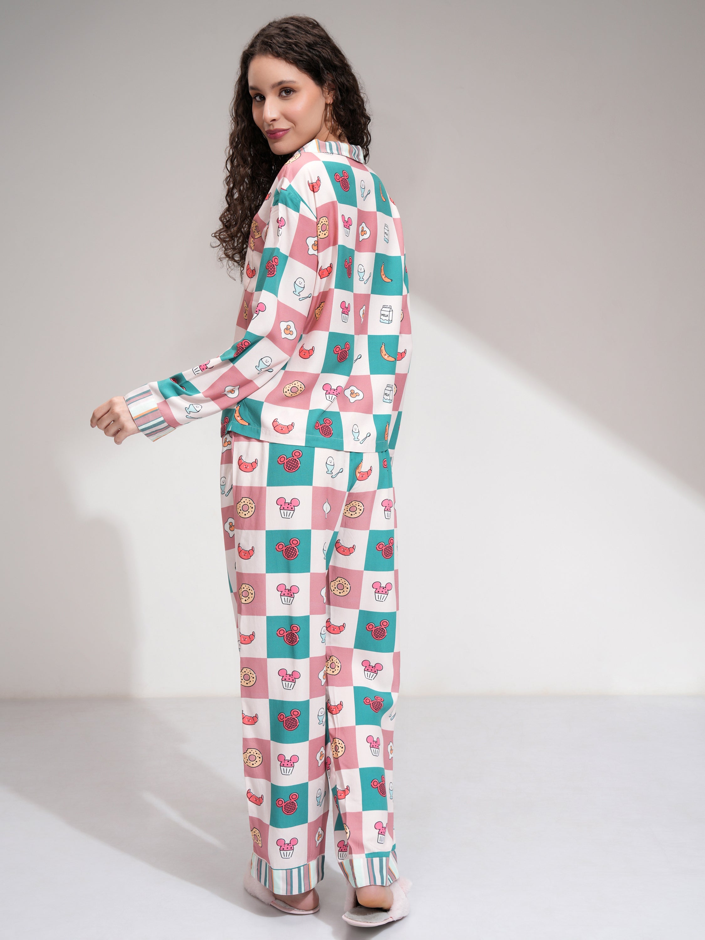 Disney By Tokyo Talkies Women Pink Mickey Mouse Shirt With Trouser - Pink - Image 3