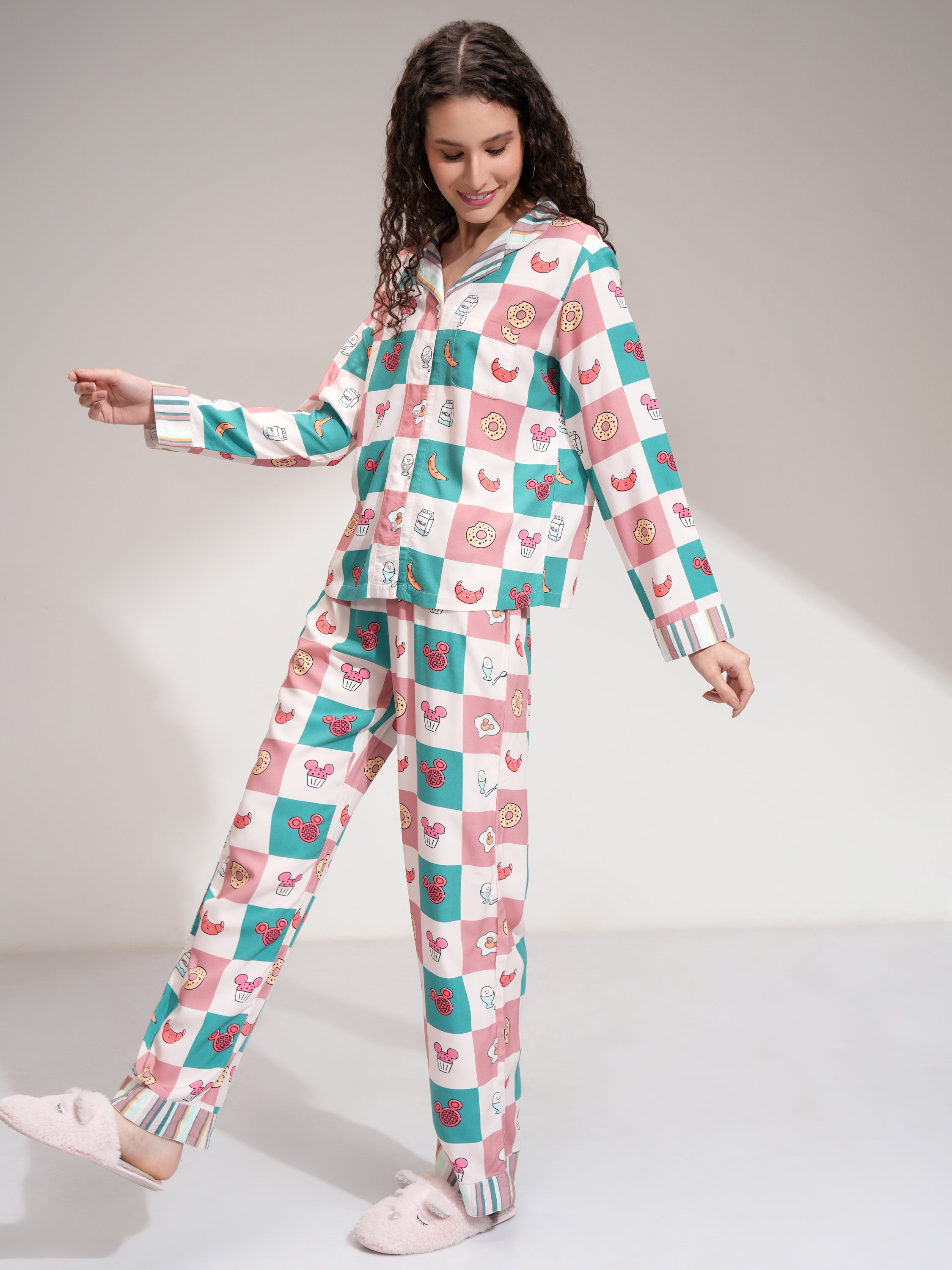 Disney By Tokyo Talkies Women Pink Mickey Mouse Shirt With Trouser - Pink - Image 4
