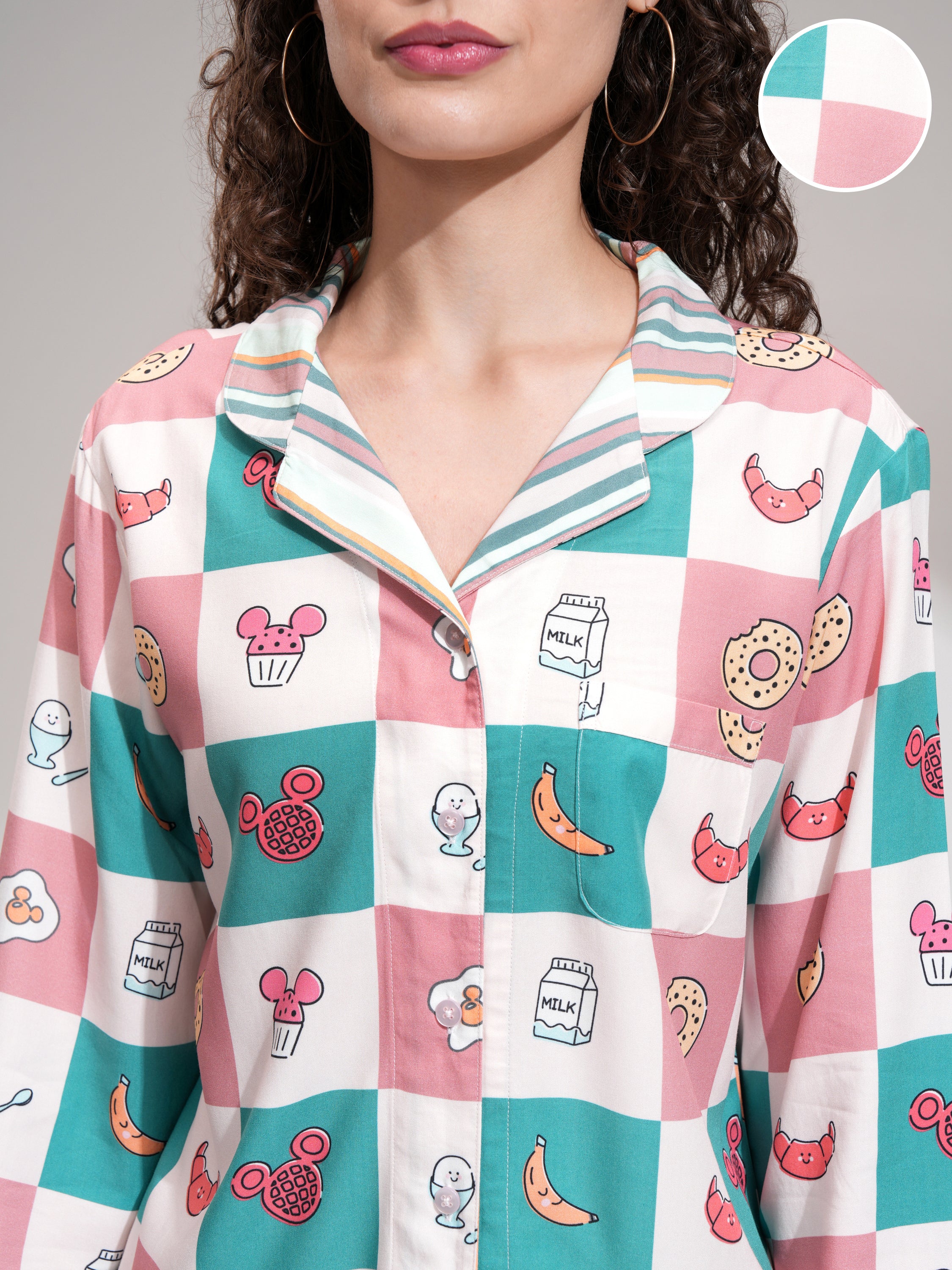 Disney By Tokyo Talkies Women Pink Mickey Mouse Shirt With Trouser - Pink - Image 5