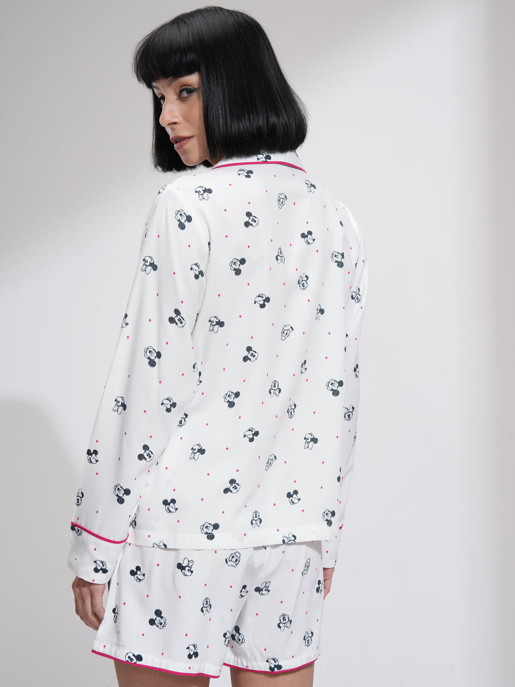 Disney By Tokyo Talkies Women White Mickey Mouse Shirt With Short - White - Image 3