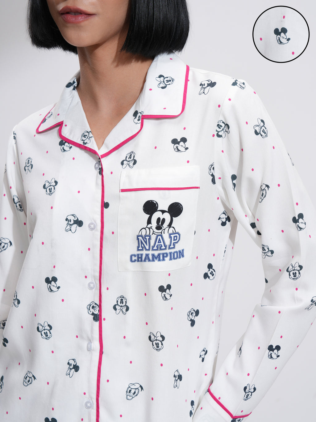 Disney By Tokyo Talkies Women White Mickey Mouse Shirt With Short - White - Image 5