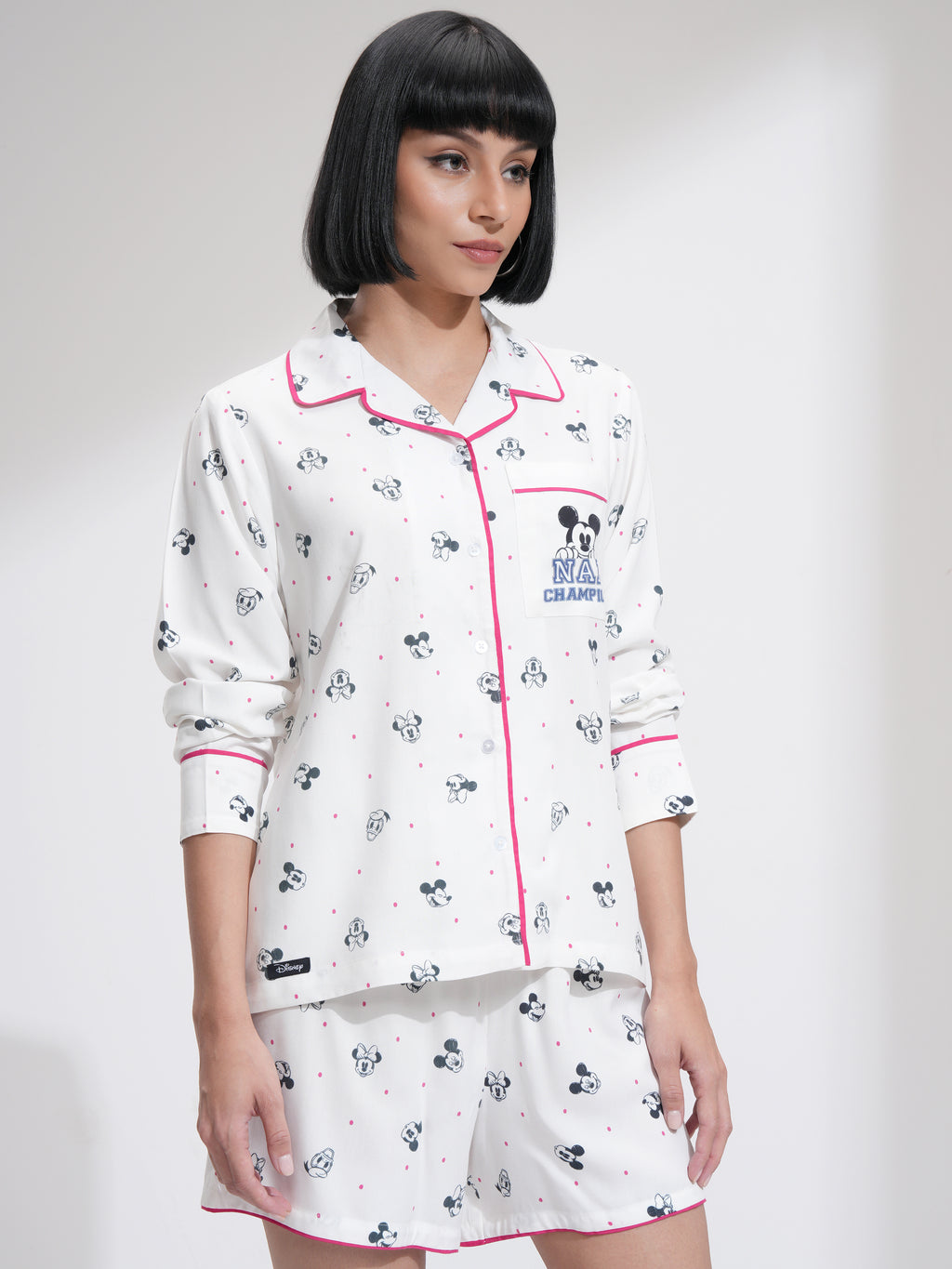 Disney By Tokyo Talkies Women White Mickey Mouse Shirt With Short - White - Image 6