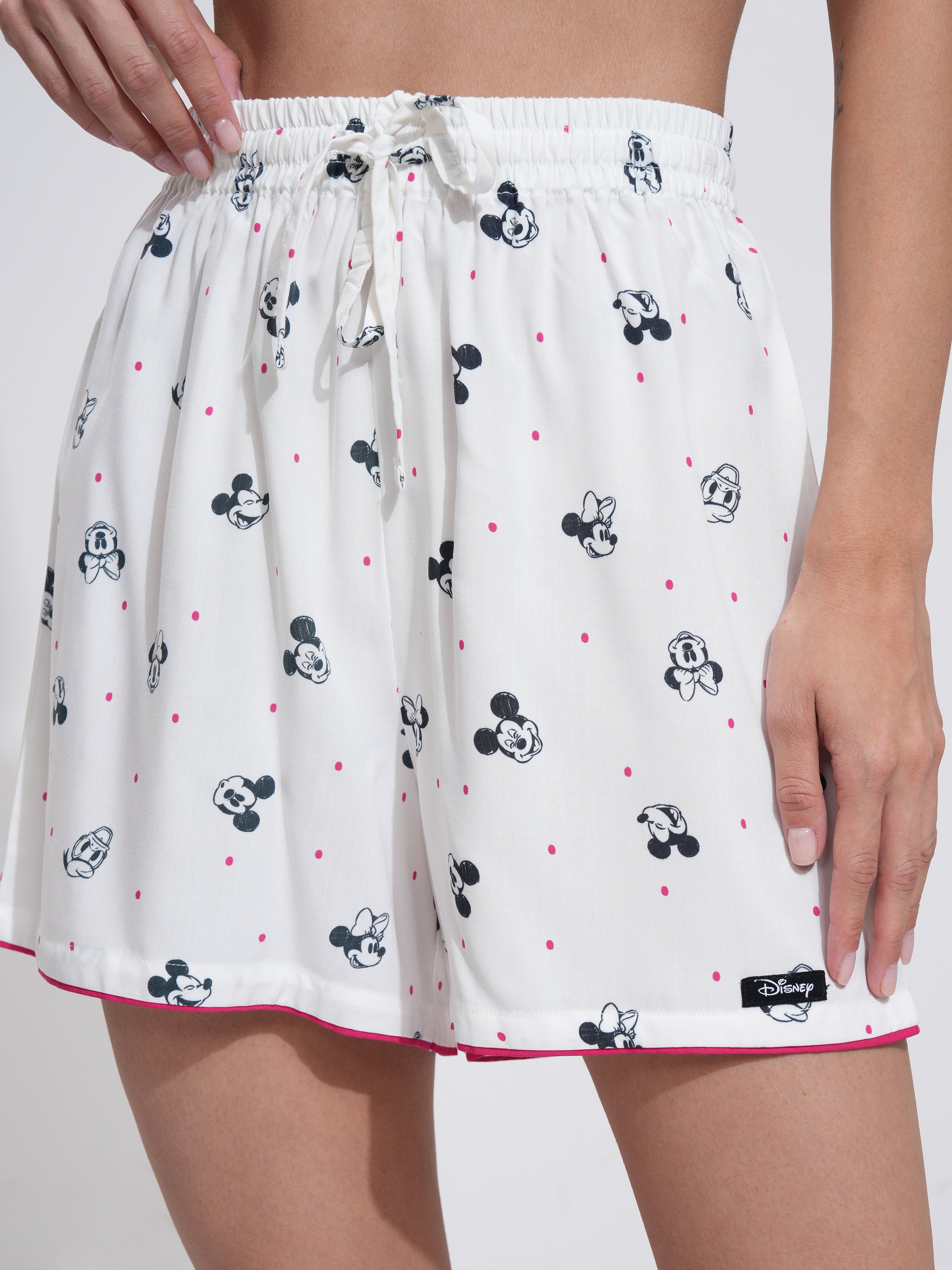 Disney By Tokyo Talkies Women White Mickey Mouse Shirt With Short - White - Image 7