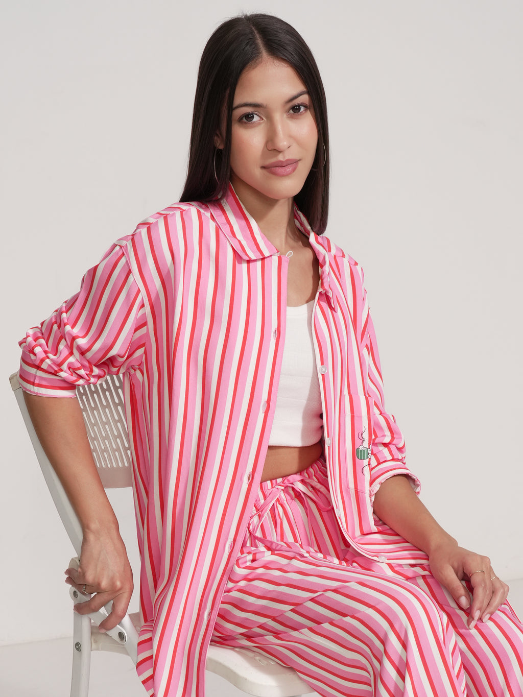 Disney By Tokyo Talkies Women Pink Mickey Mouse Shirt With Trouser - Pink - Image 1