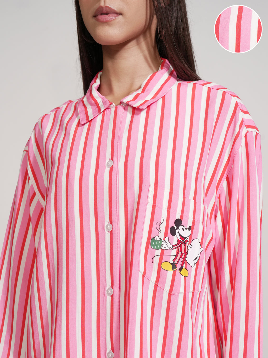 Disney By Tokyo Talkies Women Pink Mickey Mouse Shirt With Trouser - Pink - Image 5