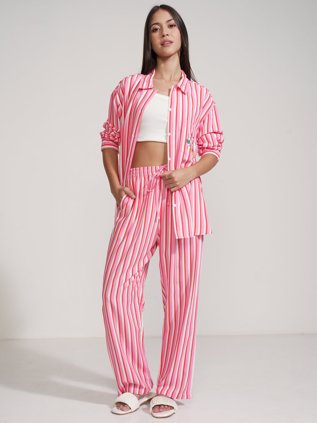 Disney By Tokyo Talkies Women Pink Mickey Mouse Shirt With Trouser - Pink - Image 6