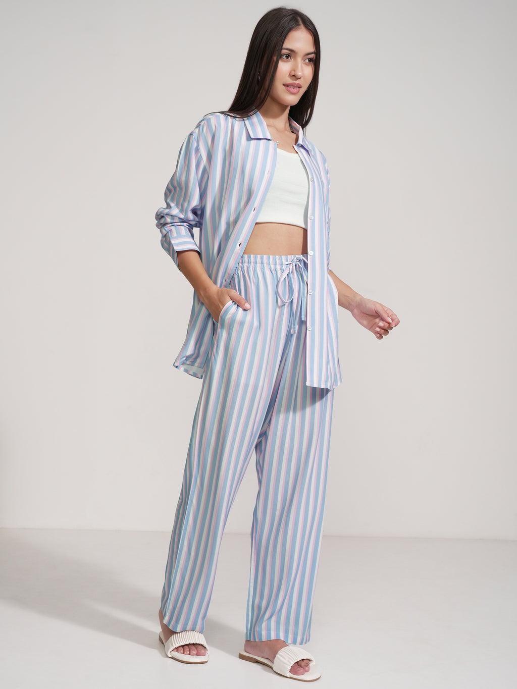 Disney By Tokyo Talkies Women Blue Mickey Mouse Shirt With Trouser - Blue - Image 6