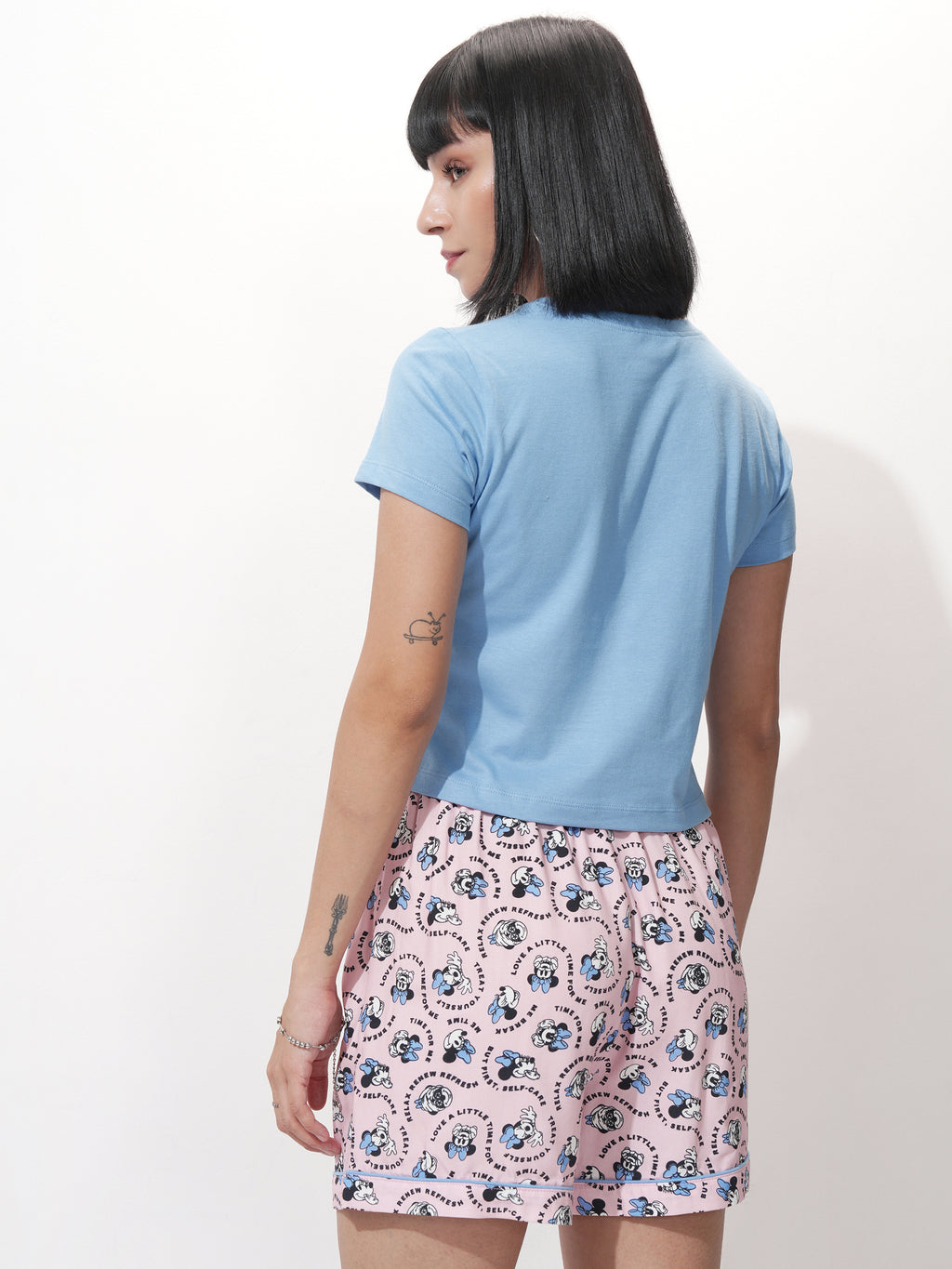 Disney By Tokyo Talkies Women Blue Minnie Mouse Top With Short - Blue - Image 3