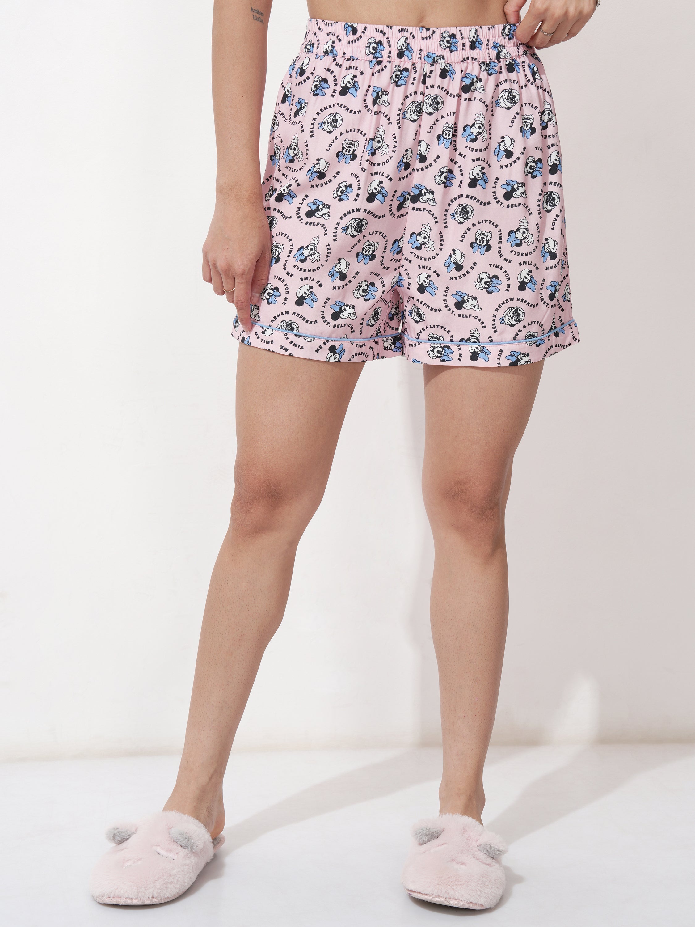 Disney By Tokyo Talkies Women Blue Minnie Mouse Top With Short - Blue - Image 7