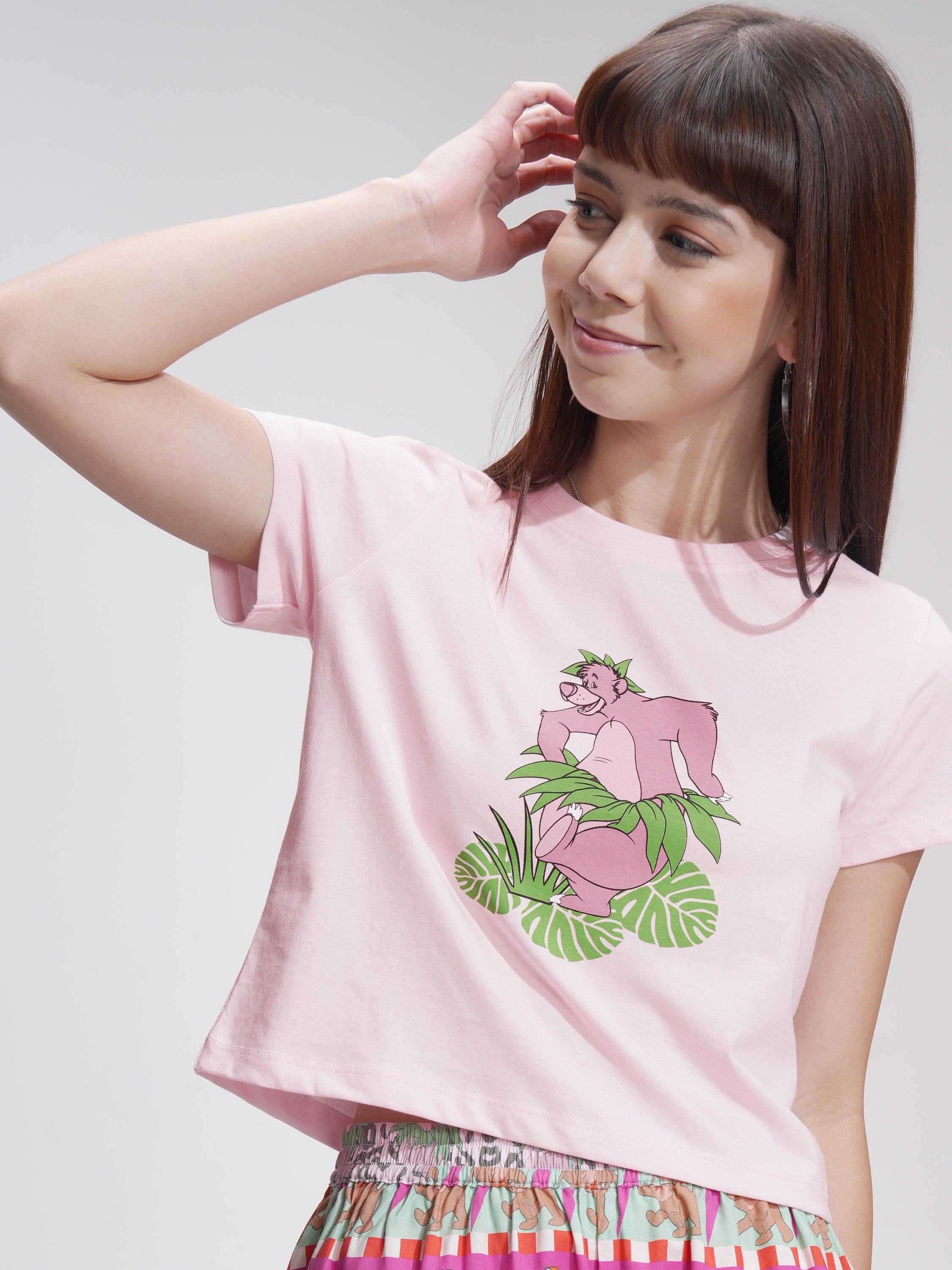 Disney By Tokyo Talkies Women Pink Baloo Top With Short - Pink - Image 1
