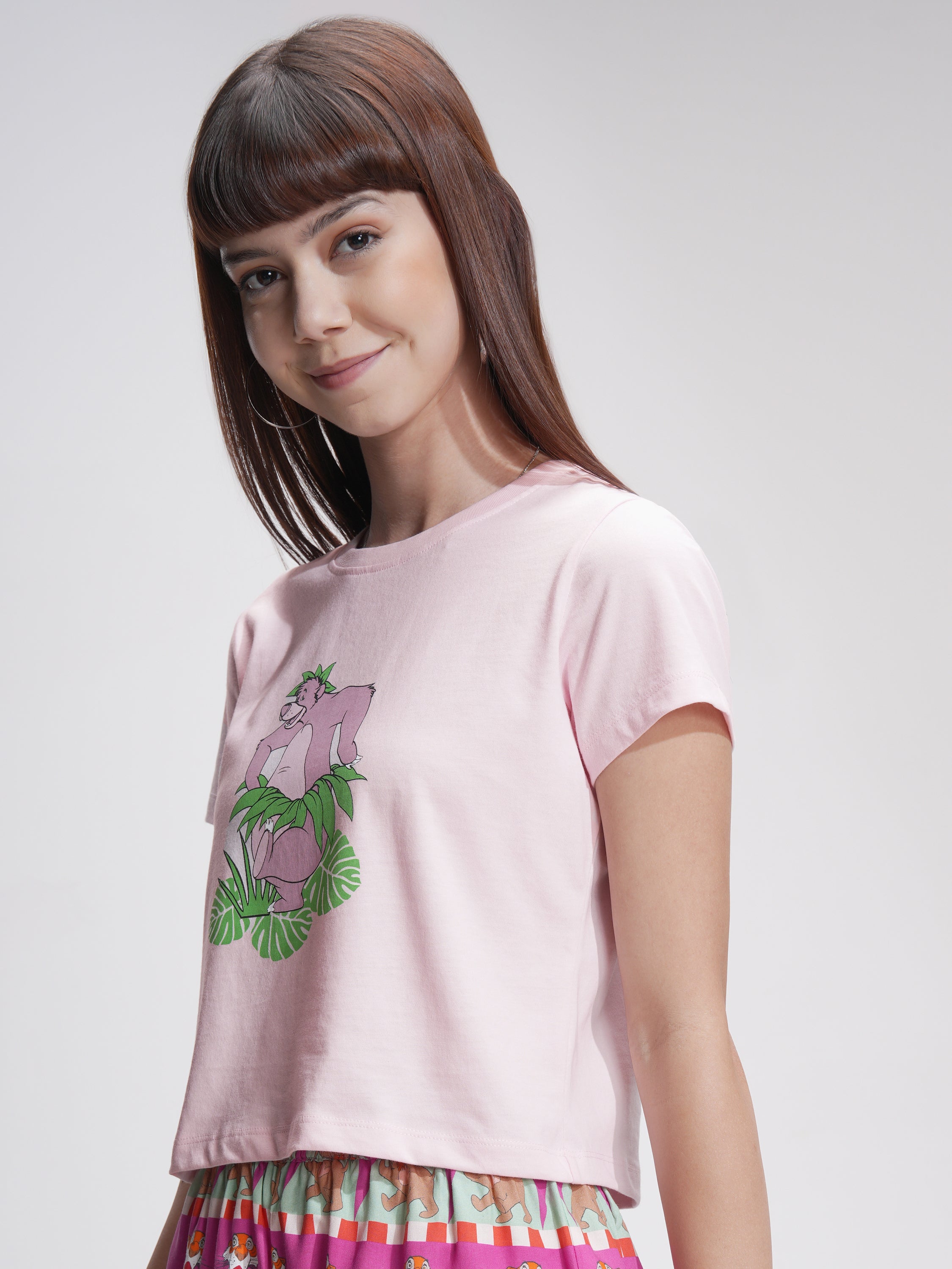Disney By Tokyo Talkies Women Pink Baloo Top With Short - Pink - Image 4
