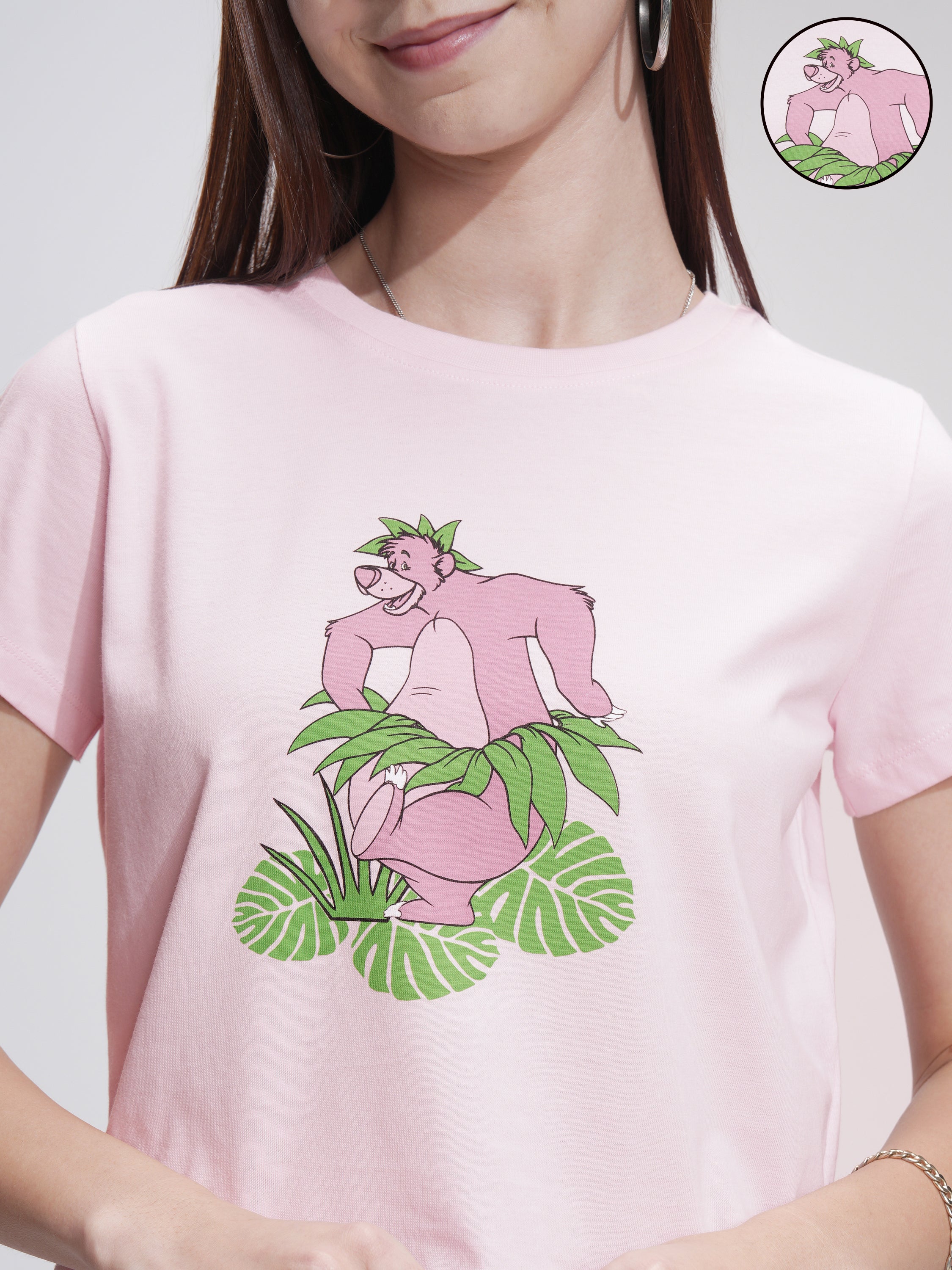 Disney By Tokyo Talkies Women Pink Baloo Top With Short - Pink - Image 5