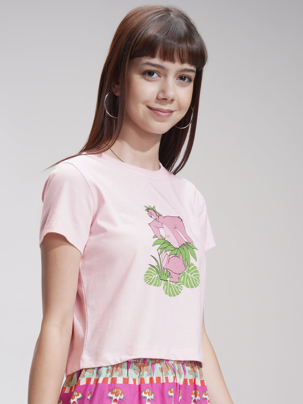 Disney By Tokyo Talkies Women Pink Baloo Top With Short - Pink - Image 6