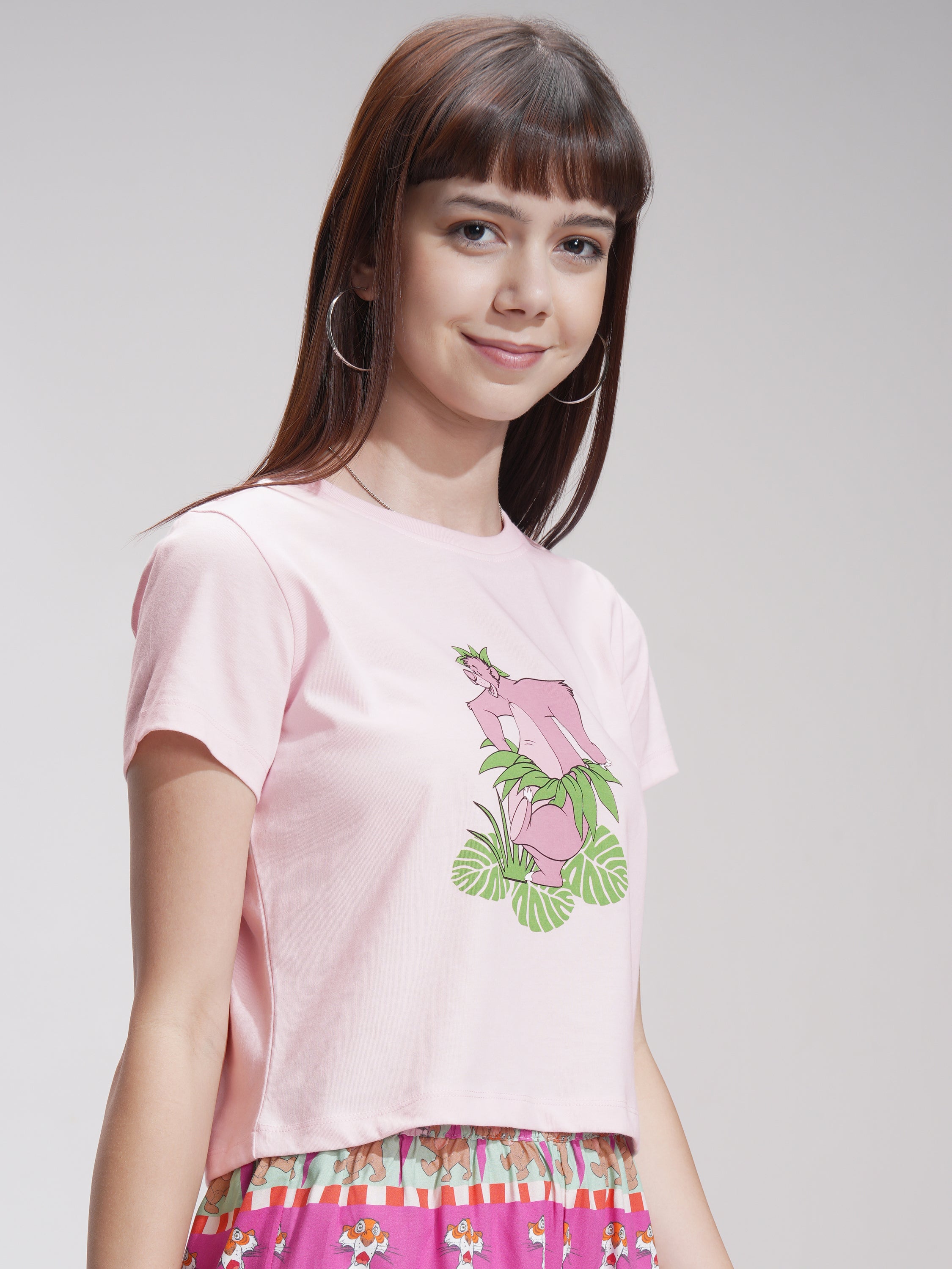 Disney By Tokyo Talkies Women Pink Baloo Top With Short - Pink - Image 6