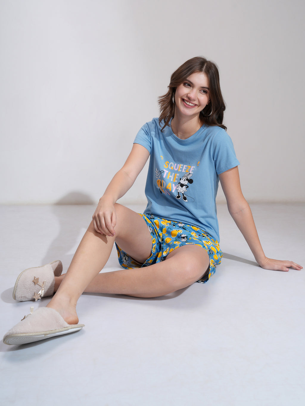 Disney By Tokyo Talkies Women Blue Minnie Mouse T-shirt With Short - Blue - Image 2