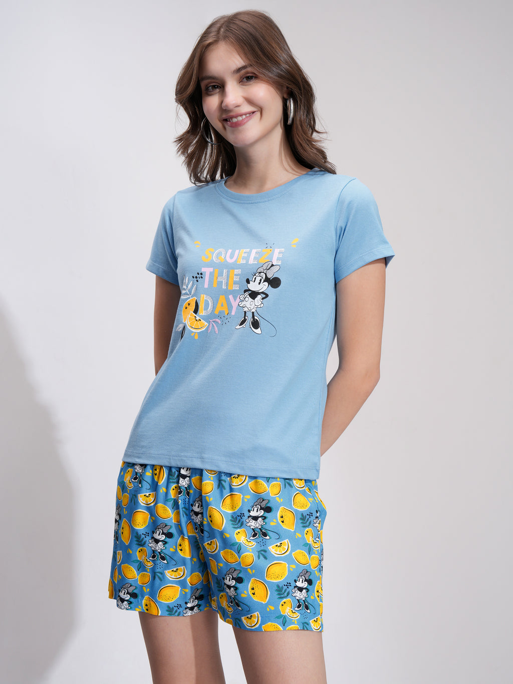 Disney By Tokyo Talkies Women Blue Minnie Mouse T-shirt With Short - Blue - Image 4