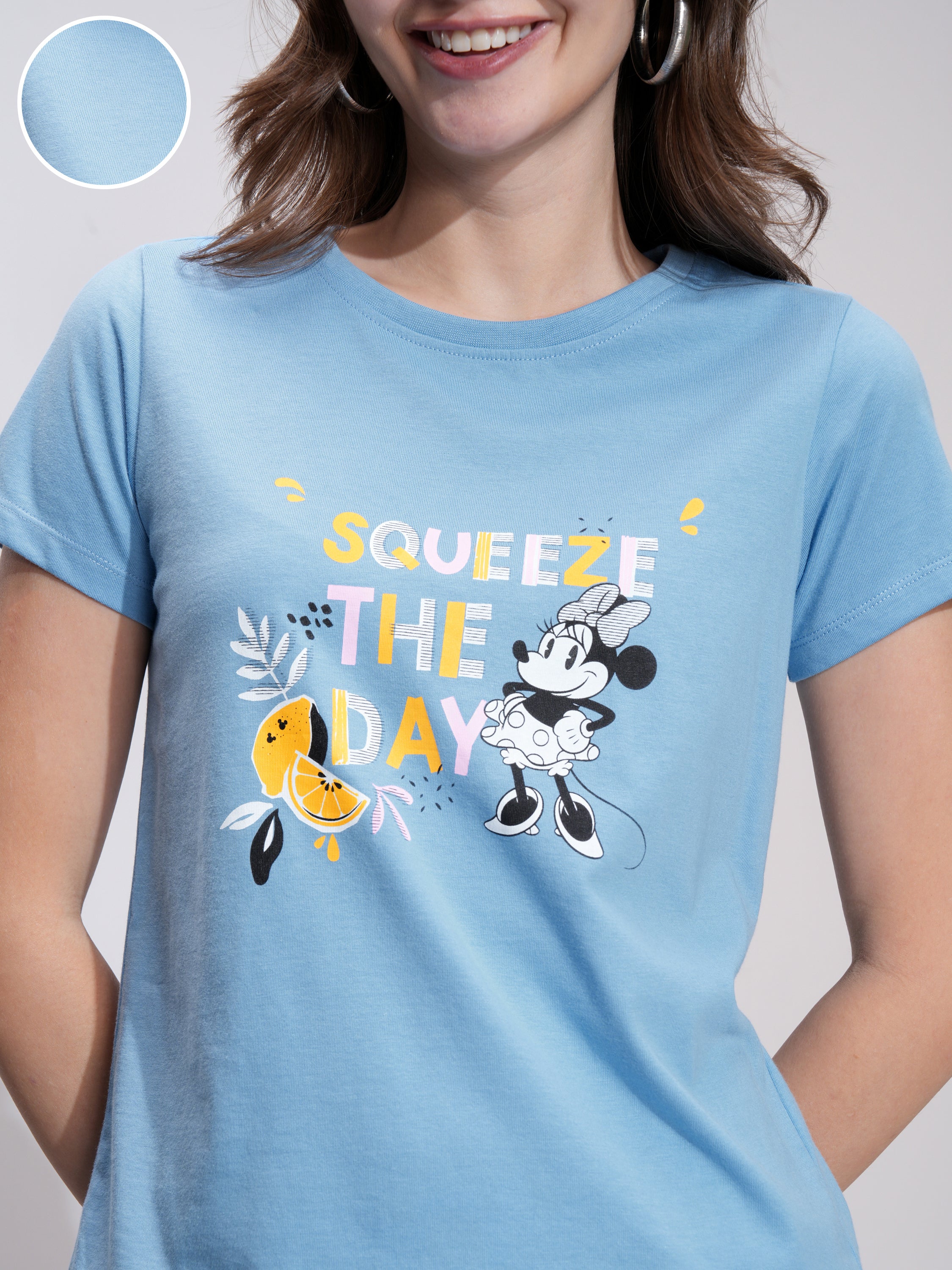 Disney By Tokyo Talkies Women Blue Minnie Mouse T-shirt With Short - Blue - Image 5