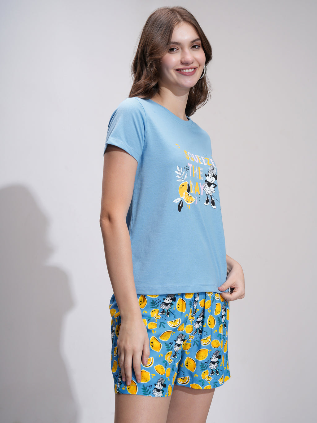 Disney By Tokyo Talkies Women Blue Minnie Mouse T-shirt With Short - Blue - Image 6