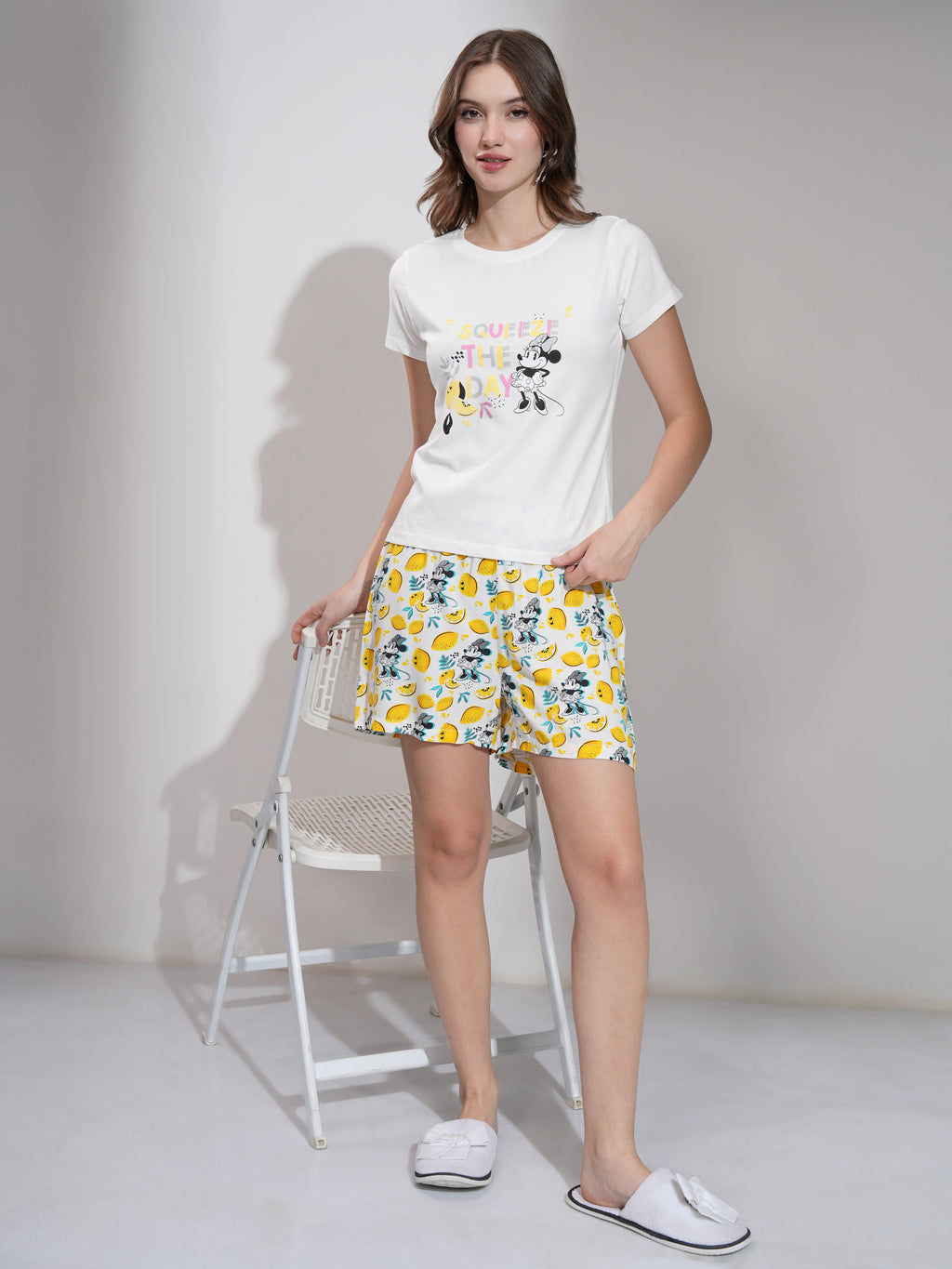 Disney By Tokyo Talkies Women White Minnie Mouse T-shirt With Short - White - Image 2