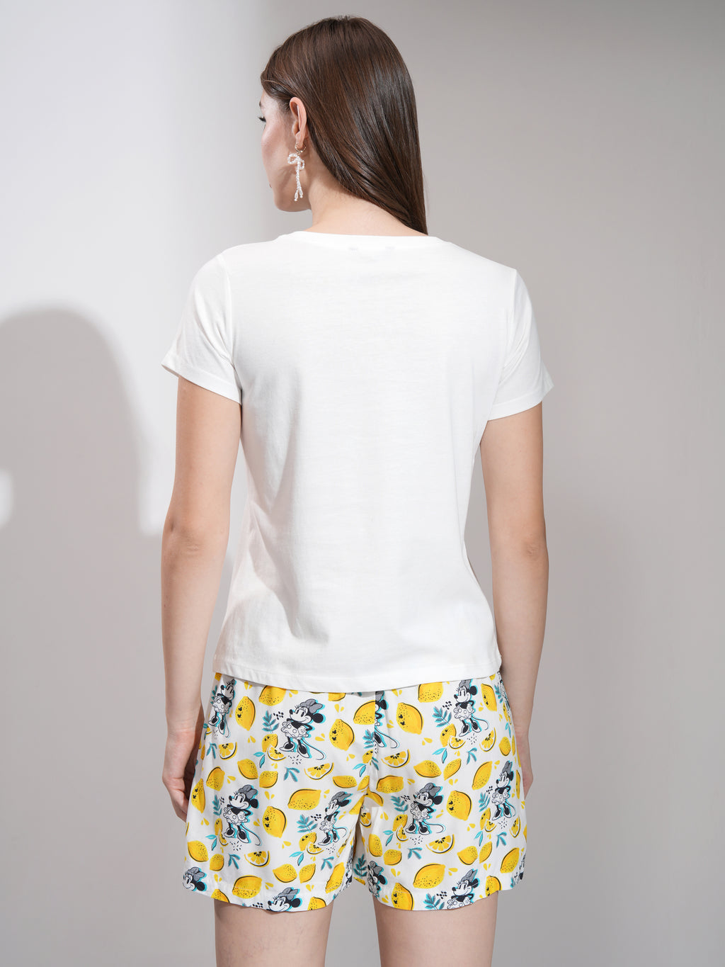 Disney By Tokyo Talkies Women White Minnie Mouse T-shirt With Short - White - Image 3