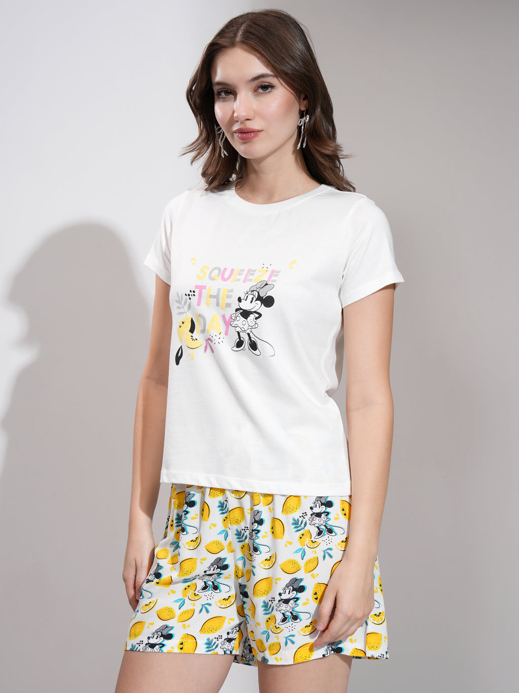 Disney By Tokyo Talkies Women White Minnie Mouse T-shirt With Short - White - Image 4