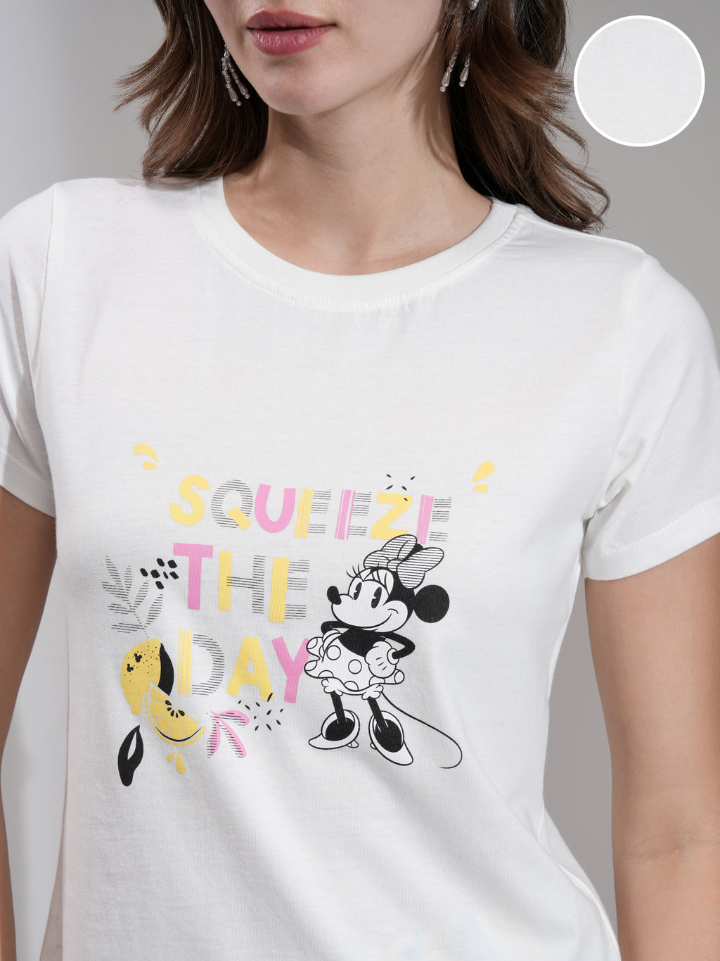 Disney By Tokyo Talkies Women White Minnie Mouse T-shirt With Short - White - Image 5