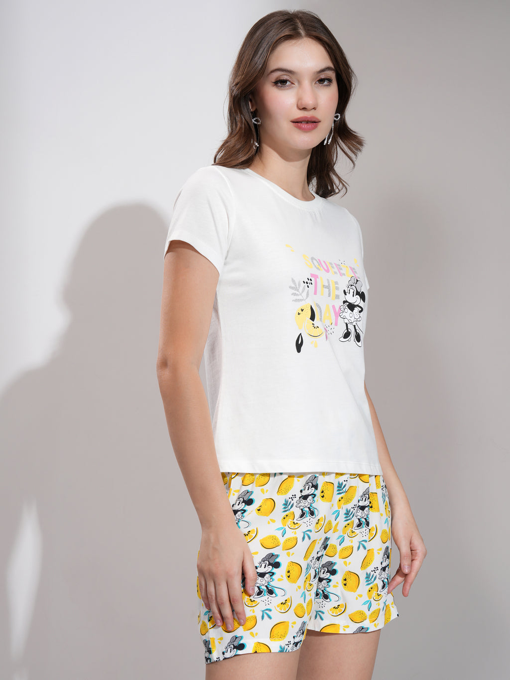 Disney By Tokyo Talkies Women White Minnie Mouse T-shirt With Short - White - Image 6