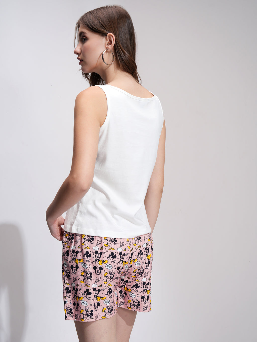Disney By Tokyo Talkies Women White Mickey Mouse T-shirt With Short - White - Image 3