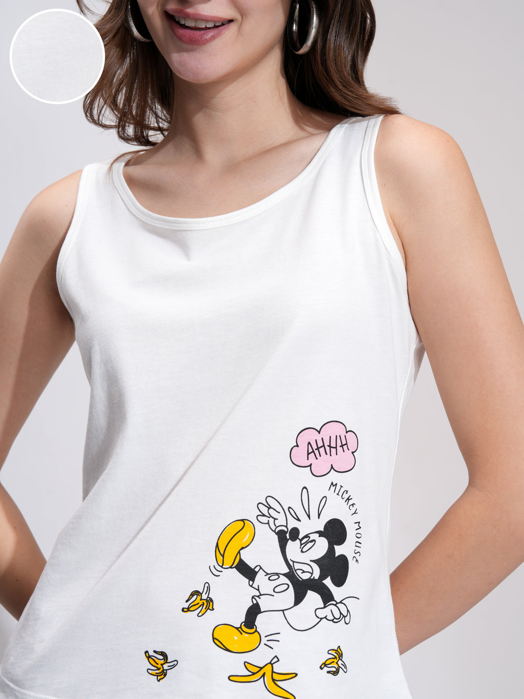 Disney By Tokyo Talkies Women White Mickey Mouse T-shirt With Short - White - Image 5