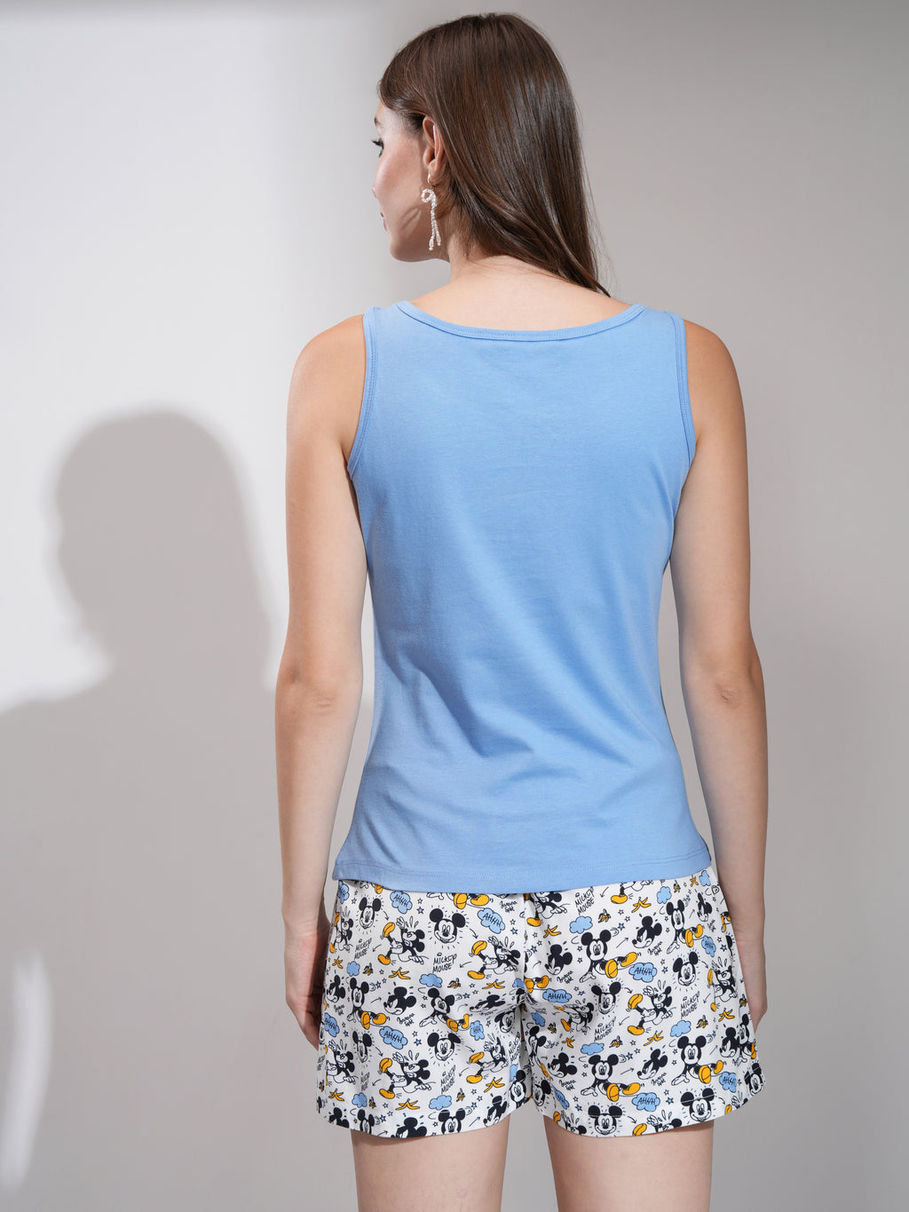 Disney By Tokyo Talkies Women Blue Mickey Mouse Top With Short - Blue - Image 3