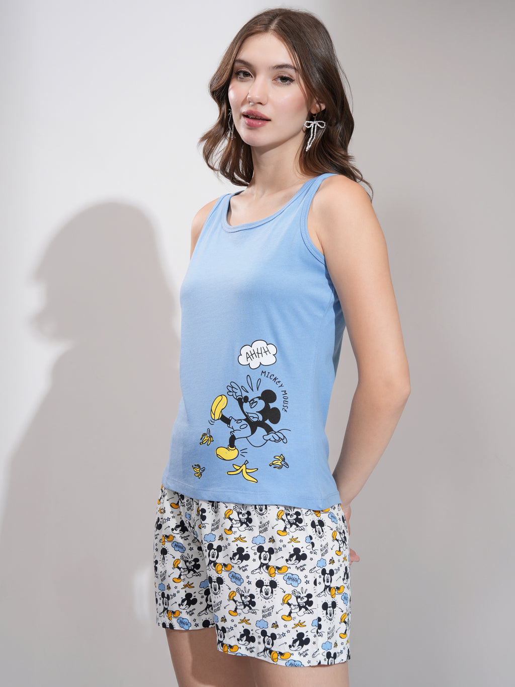 Disney By Tokyo Talkies Women Blue Mickey Mouse Top With Short - Blue - Image 4