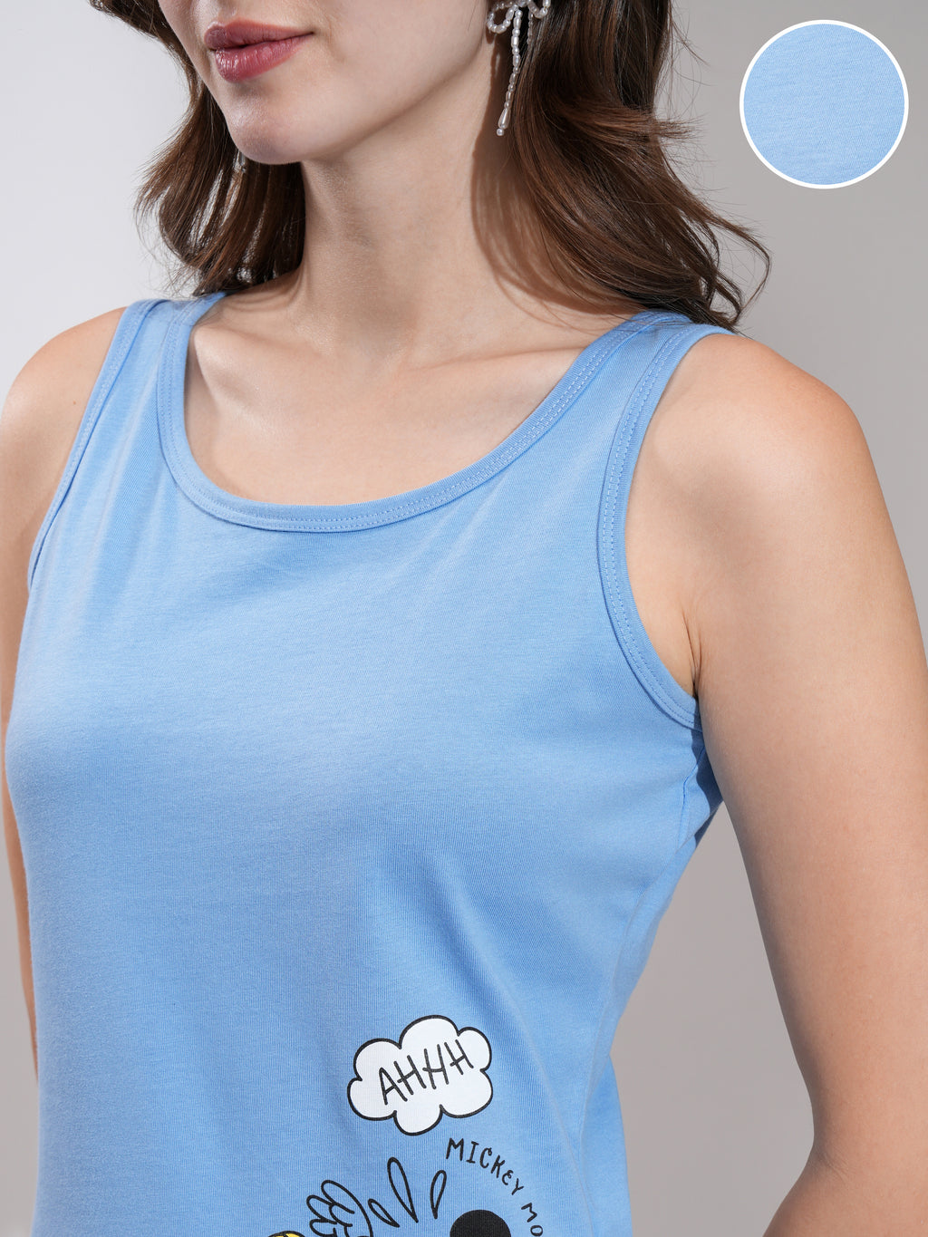 Disney By Tokyo Talkies Women Blue Mickey Mouse Top With Short - Blue - Image 5