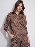 Disney By Tokyo Talkies Women Brown Mickey Mouse Shirt With Trouser - Brown - Image 1