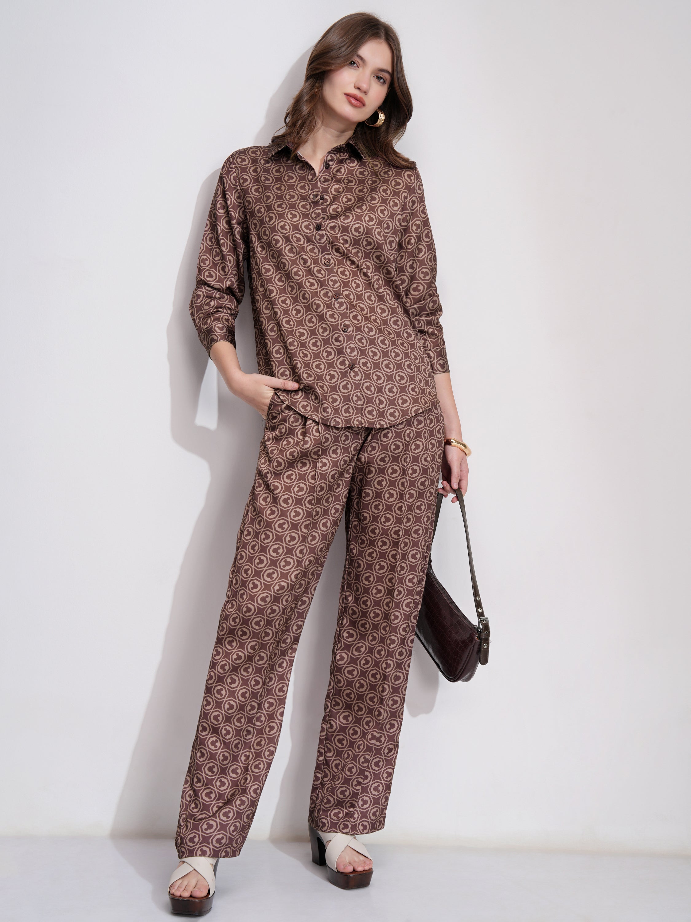 Disney By Tokyo Talkies Women Brown Mickey Mouse Shirt With Trouser - Brown - Image 2