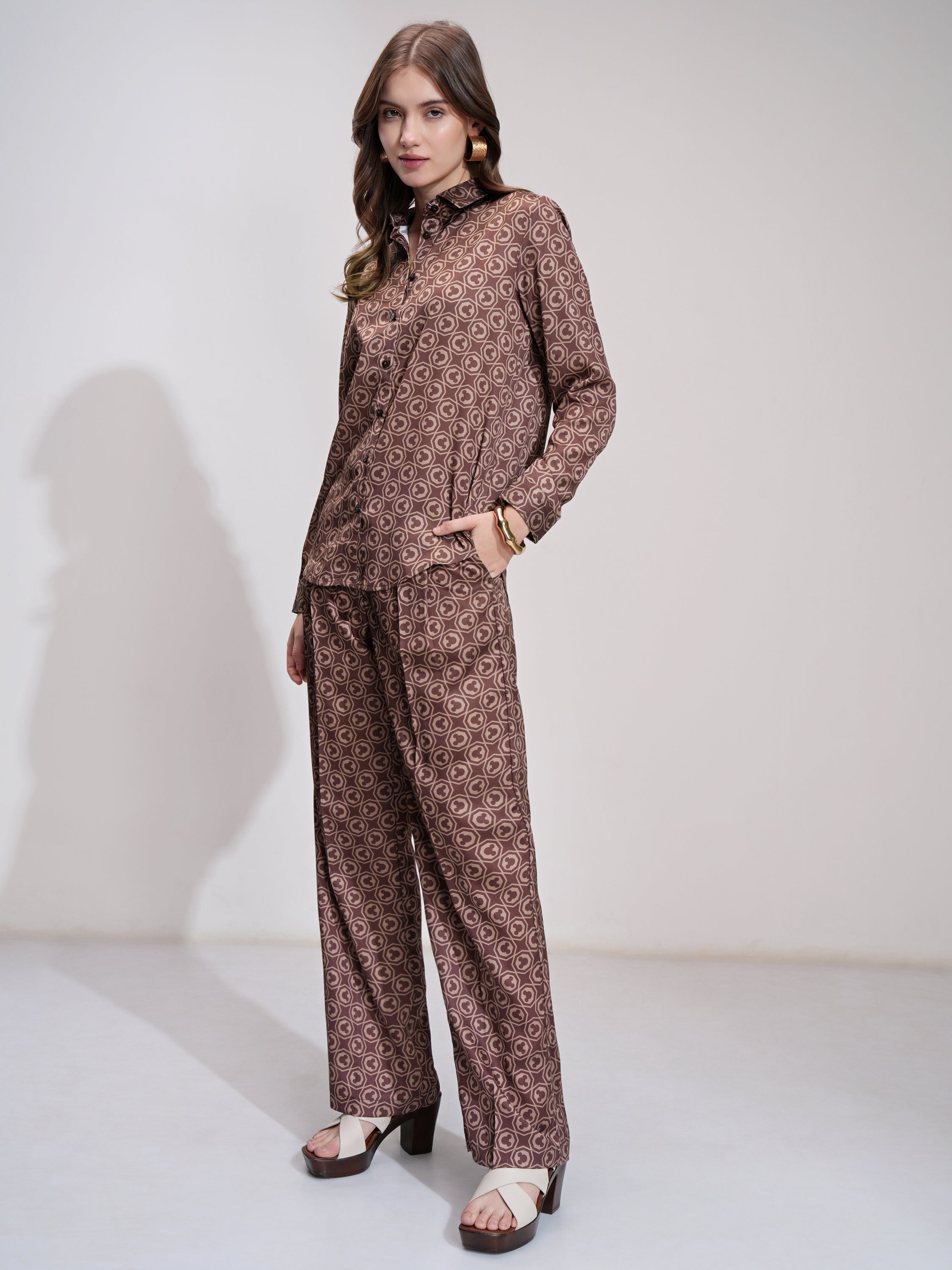 Disney By Tokyo Talkies Women Brown Mickey Mouse Shirt With Trouser - Brown - Image 4