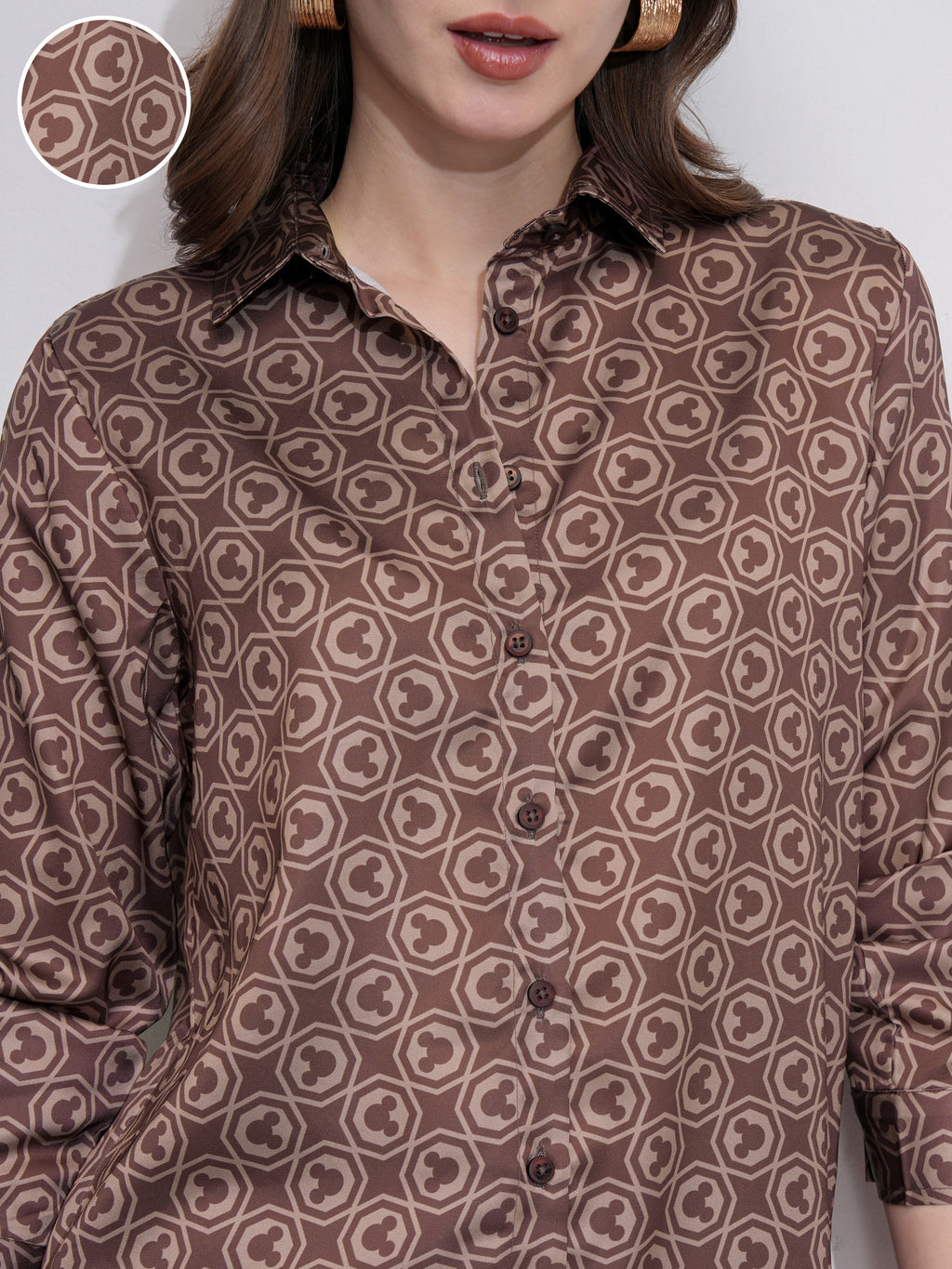 Disney By Tokyo Talkies Women Brown Mickey Mouse Shirt With Trouser - Brown - Image 5
