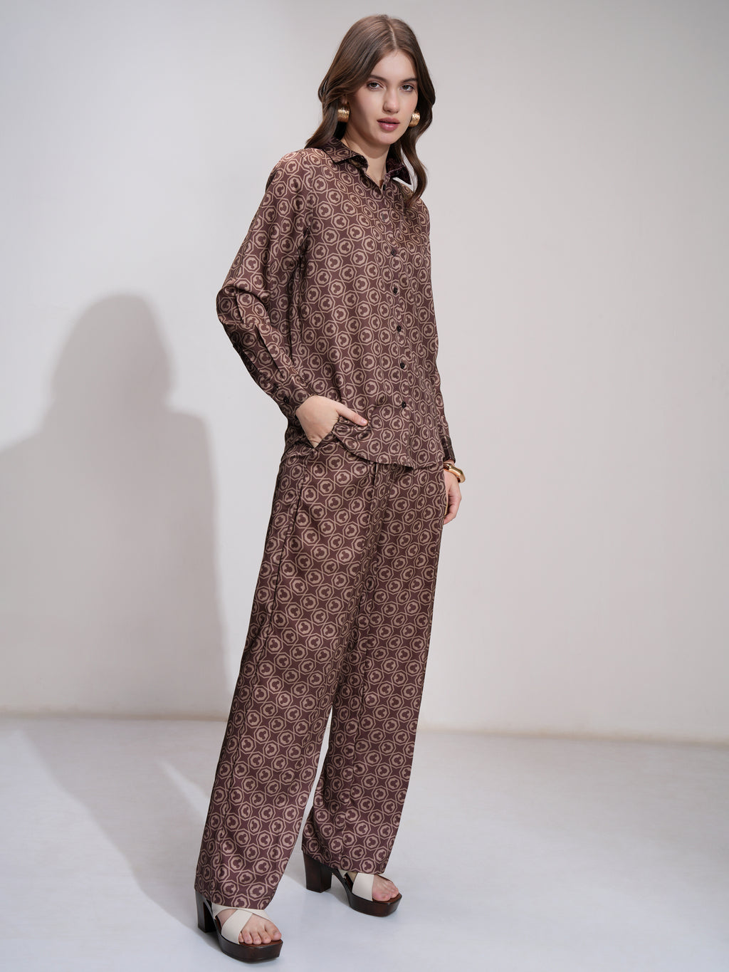 Disney By Tokyo Talkies Women Brown Mickey Mouse Shirt With Trouser - Brown - Image 6