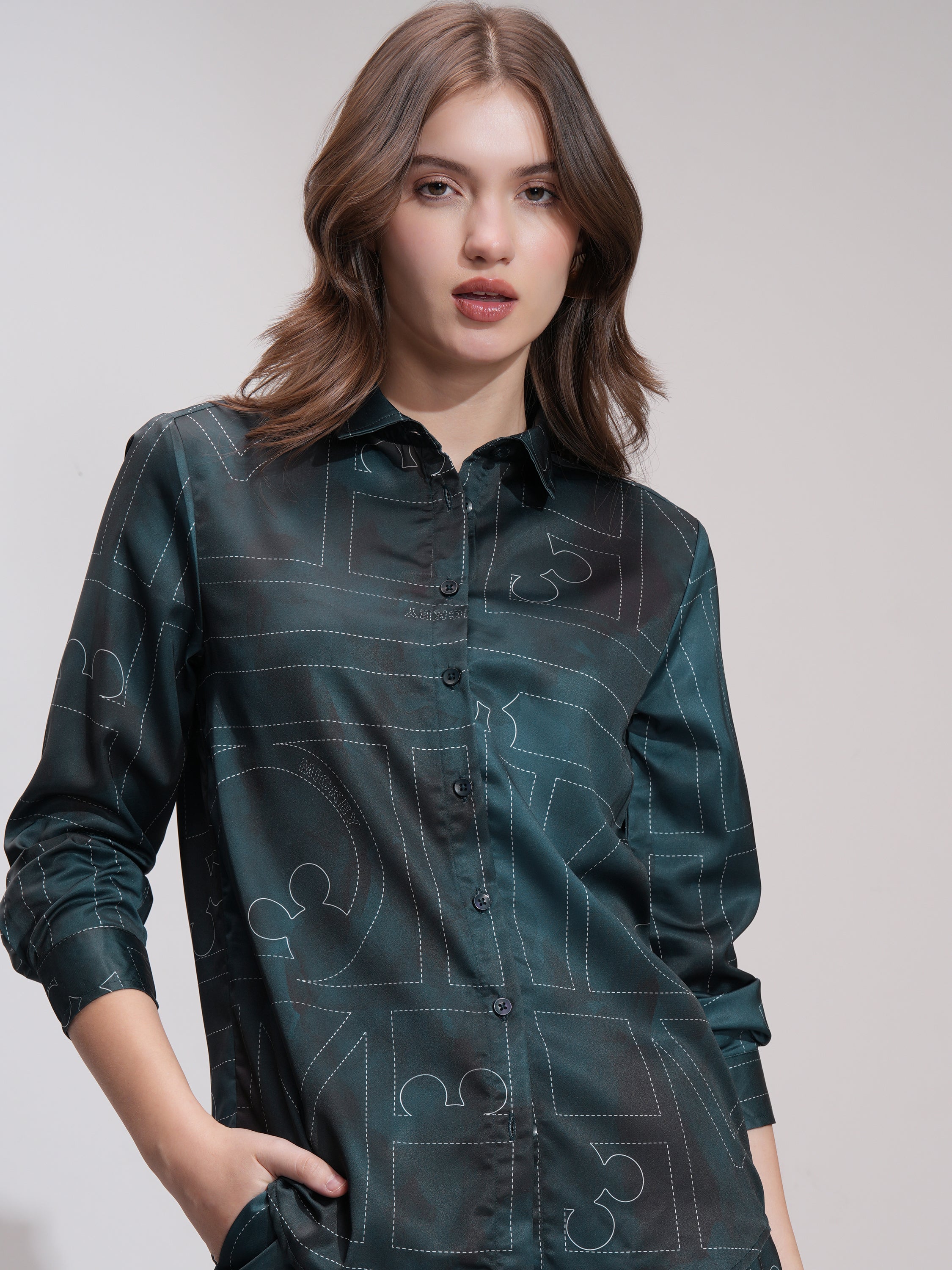 Disney By Tokyo Talkies Women Blue Mickey Mouse Shirt With Trouser - Blue - Image 1