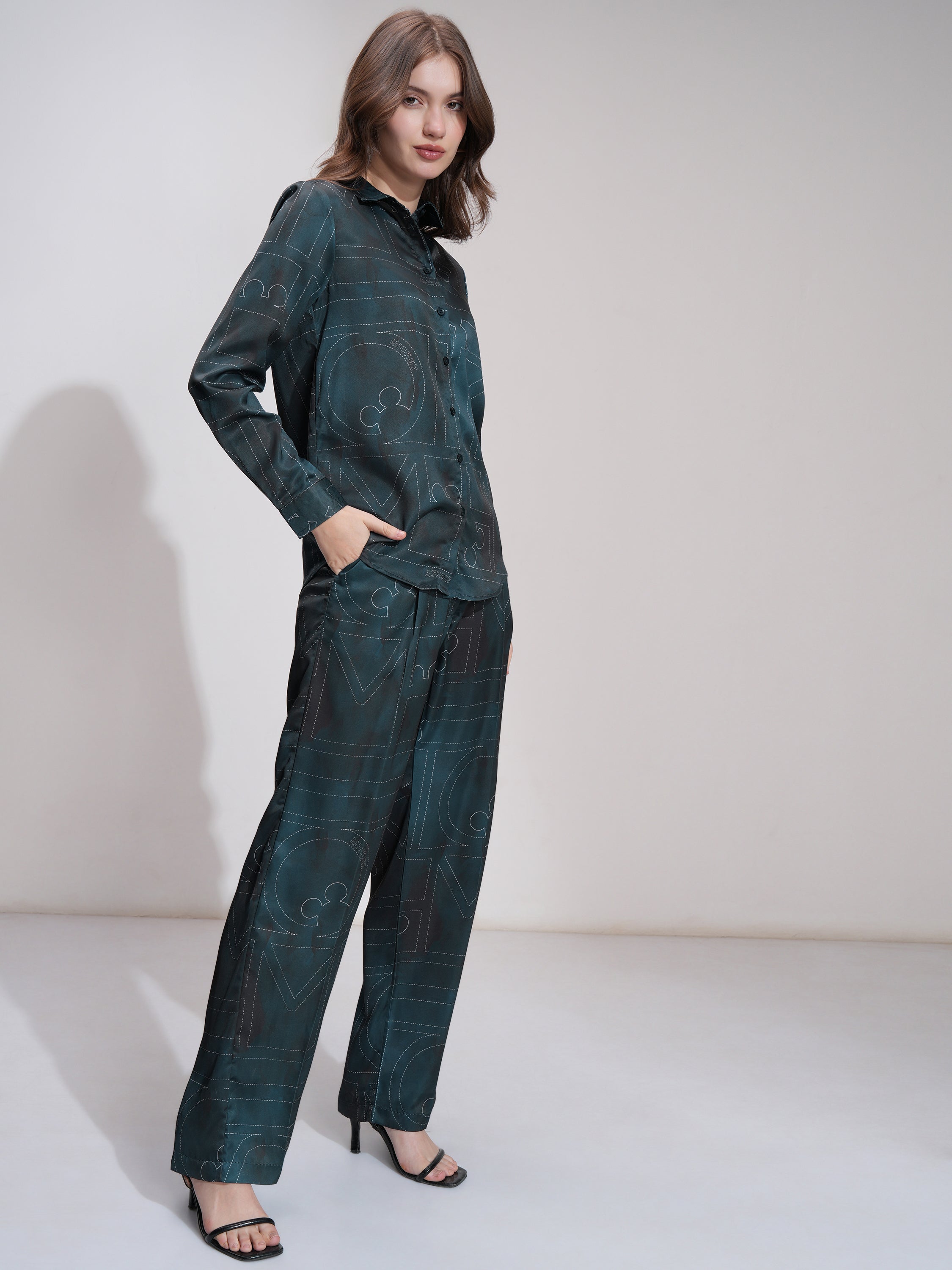 Disney By Tokyo Talkies Women Blue Mickey Mouse Shirt With Trouser - Blue - Image 6