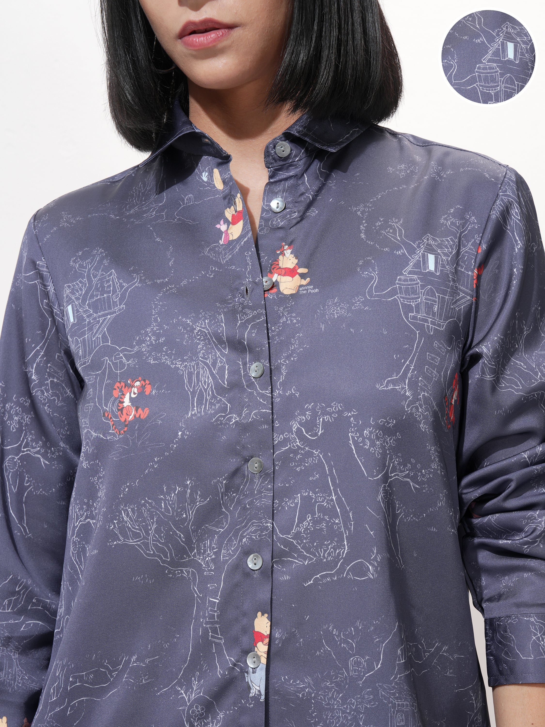 Disney By Tokyo Talkies Women Navy Blue Winnie The Pooh Shirt With Trouser - Navy Blue - Image 5